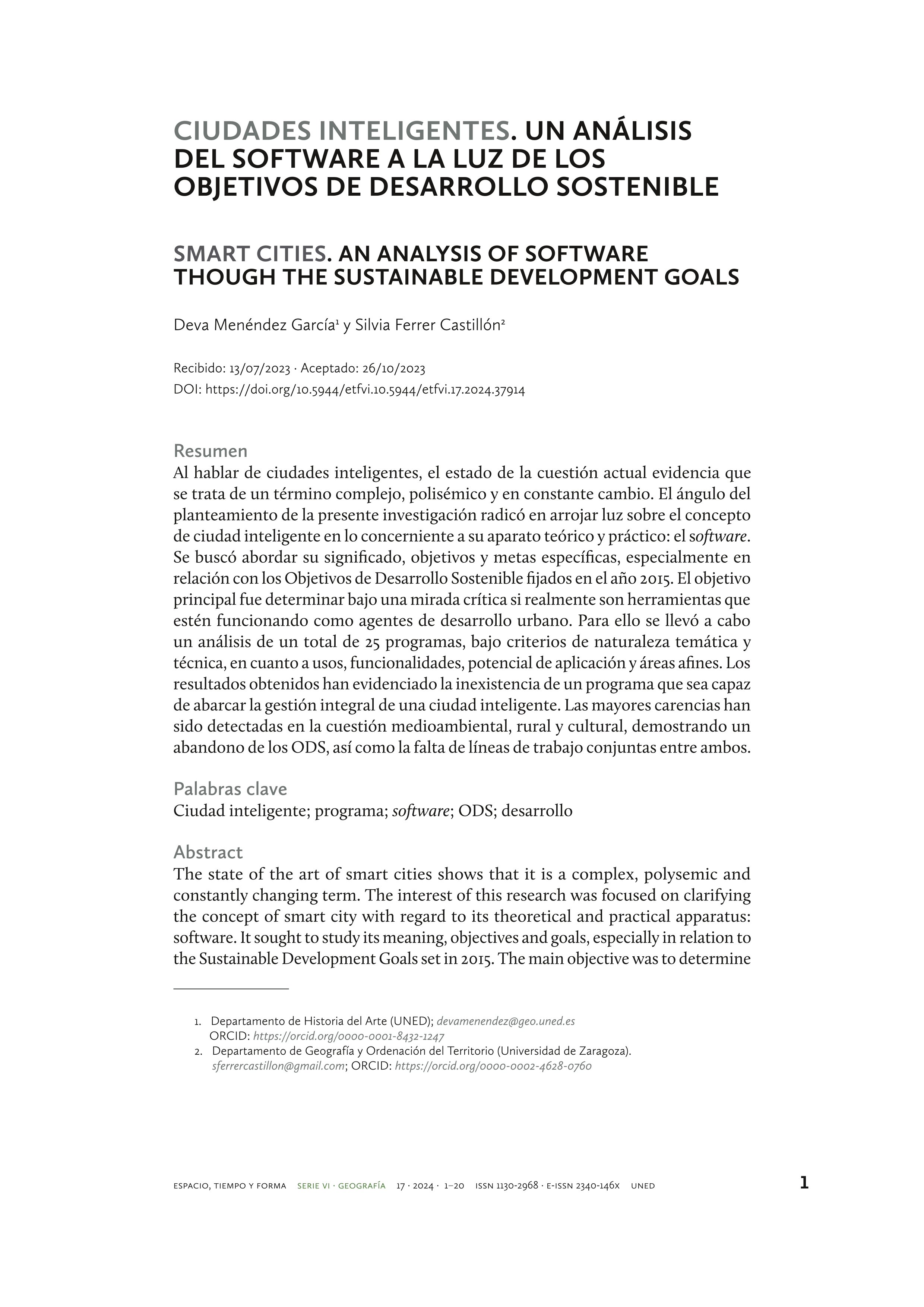Ciudades inteligentes. Un análisis del software a la luz de los objetivos de desarrollo sostenible