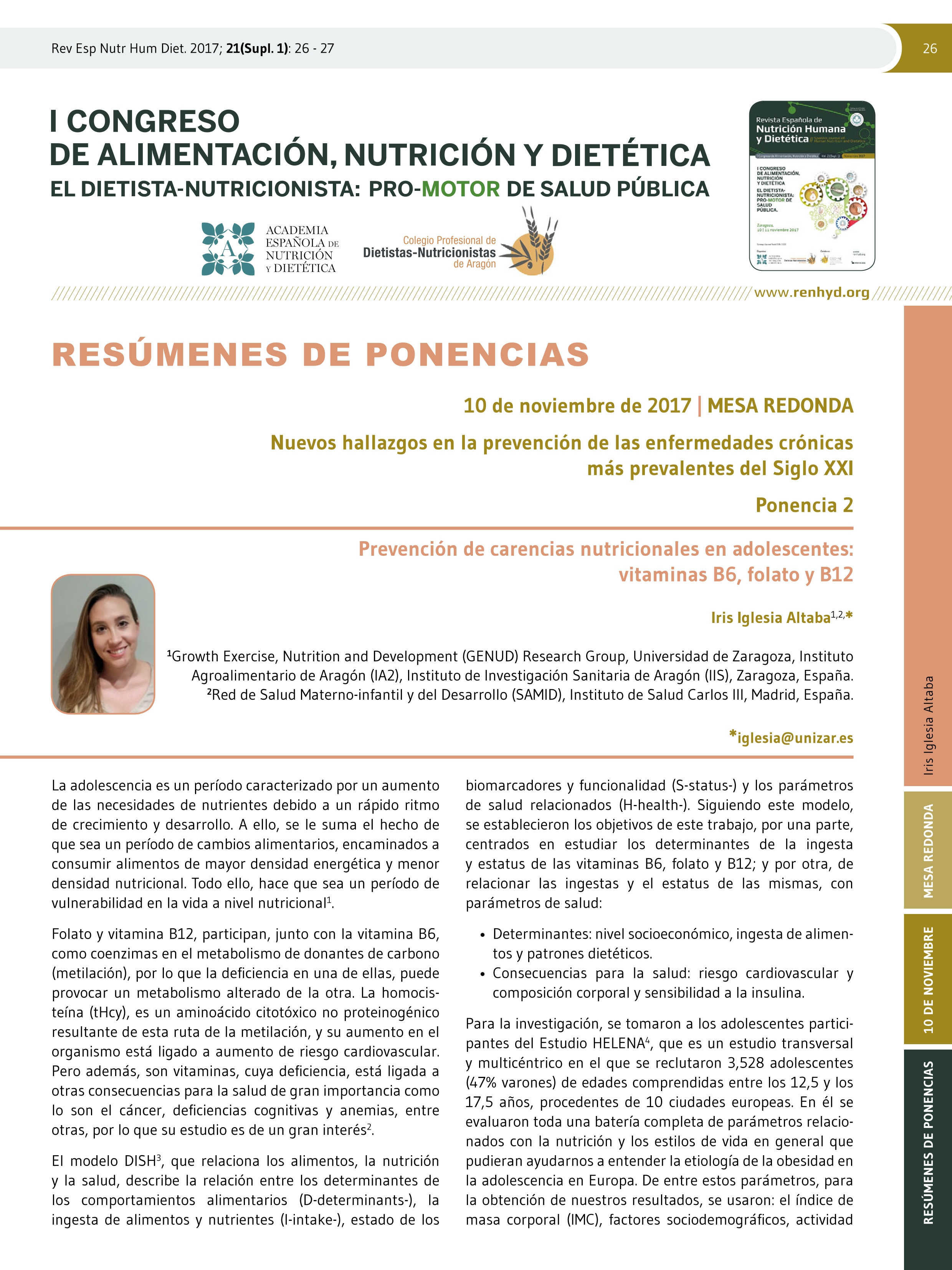 Prevención de carencias nutricionales en adolescentes: Vitaminas B6, folato y B12