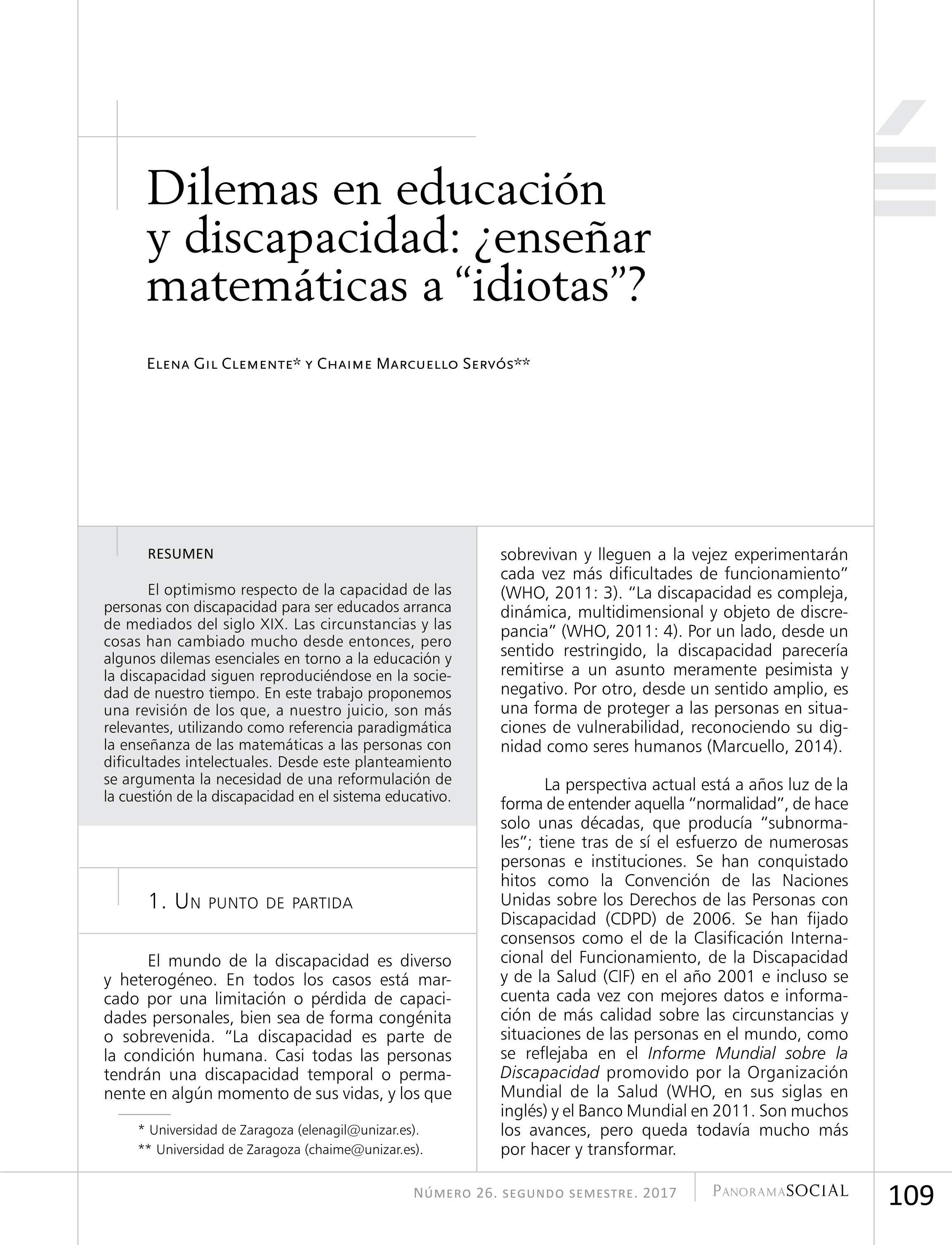 Dilemas en educación y discapacidad: ¿enseñar matemáticas a idiotas?