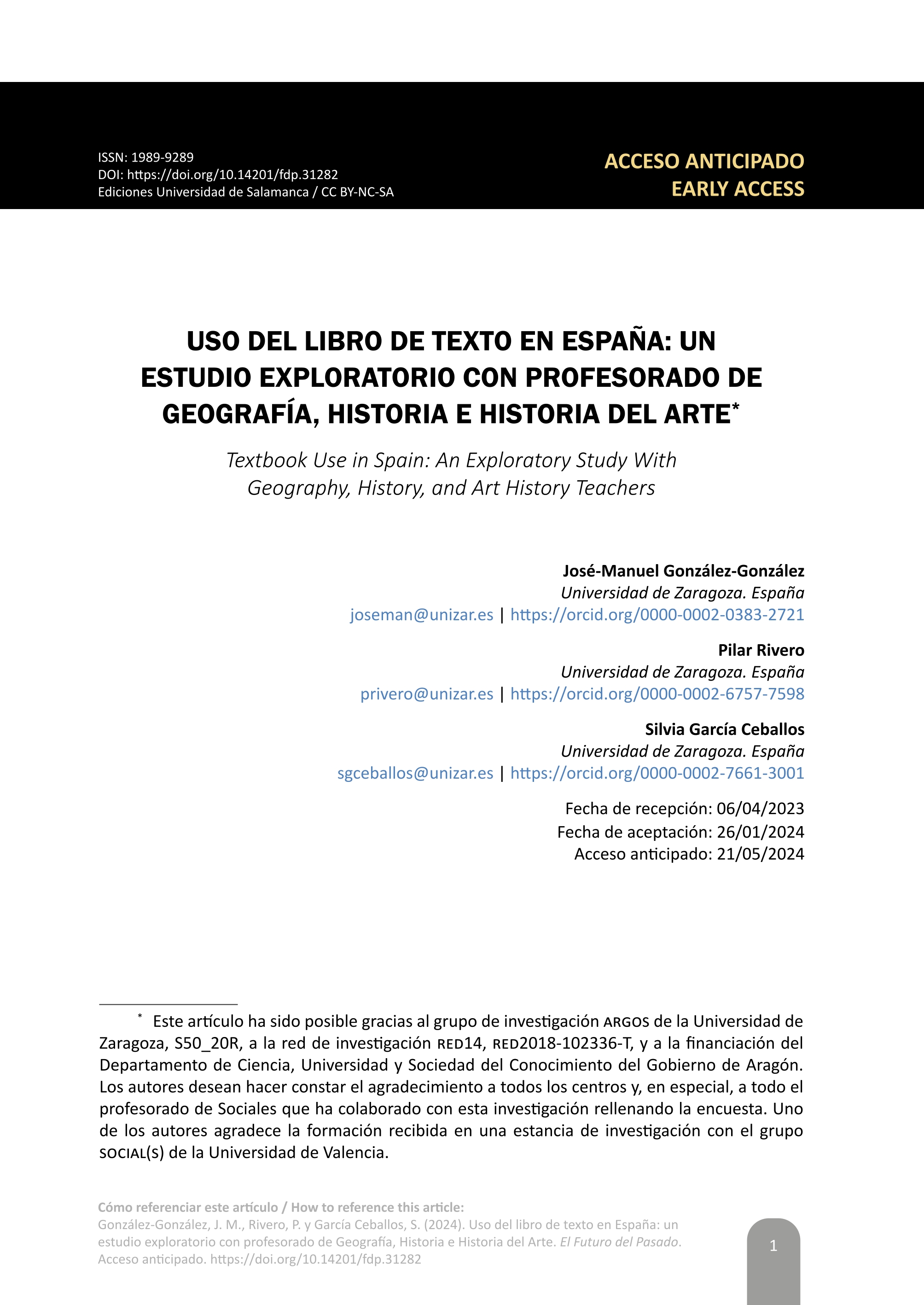 Uso del libro de texto en España: un estudio exploratorio con profesorado de Geografía, Historia e Historia del Arte