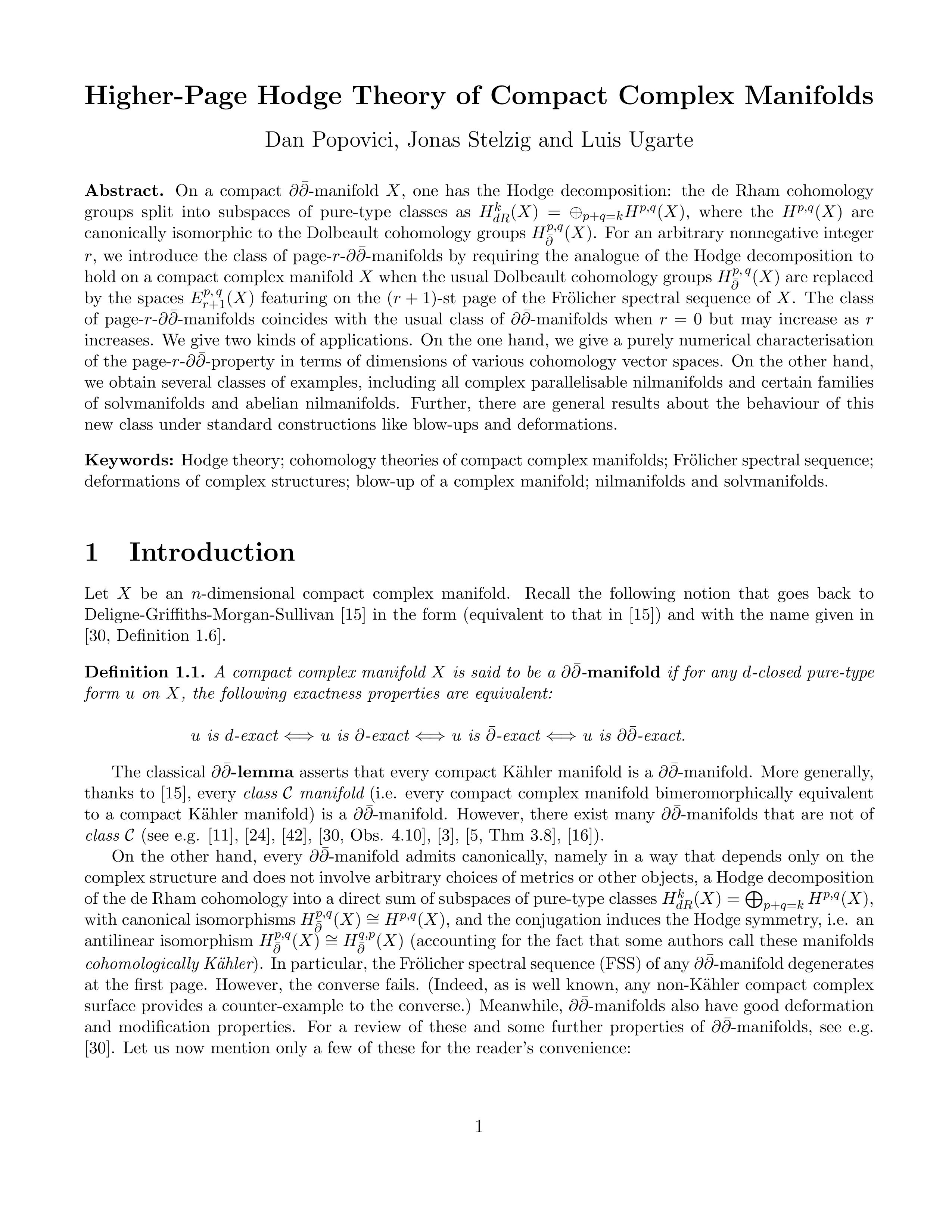 Higher-page Hodge theory of compact complex manifolds