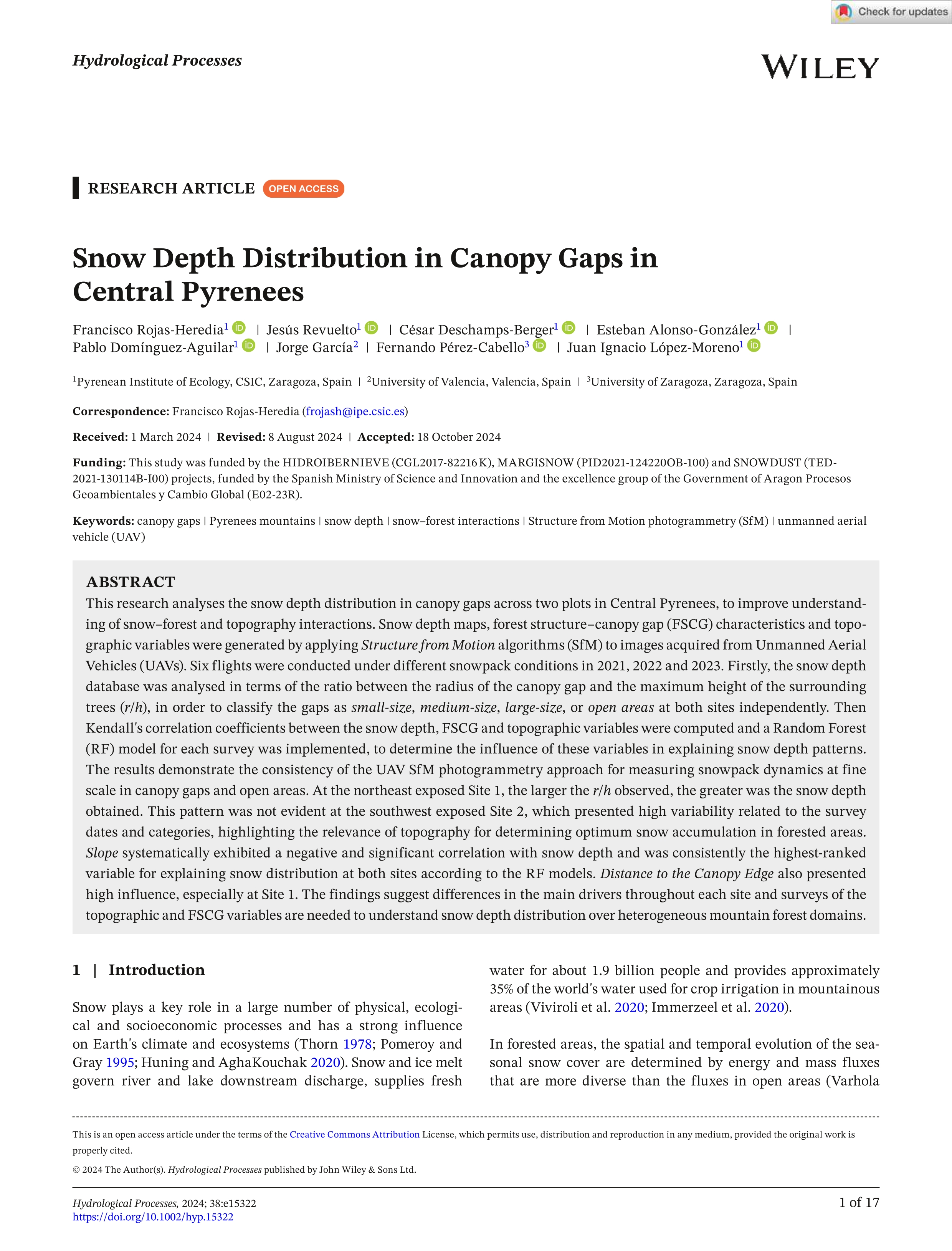 Snow depth distribution in canopy gaps in central Pyrenees