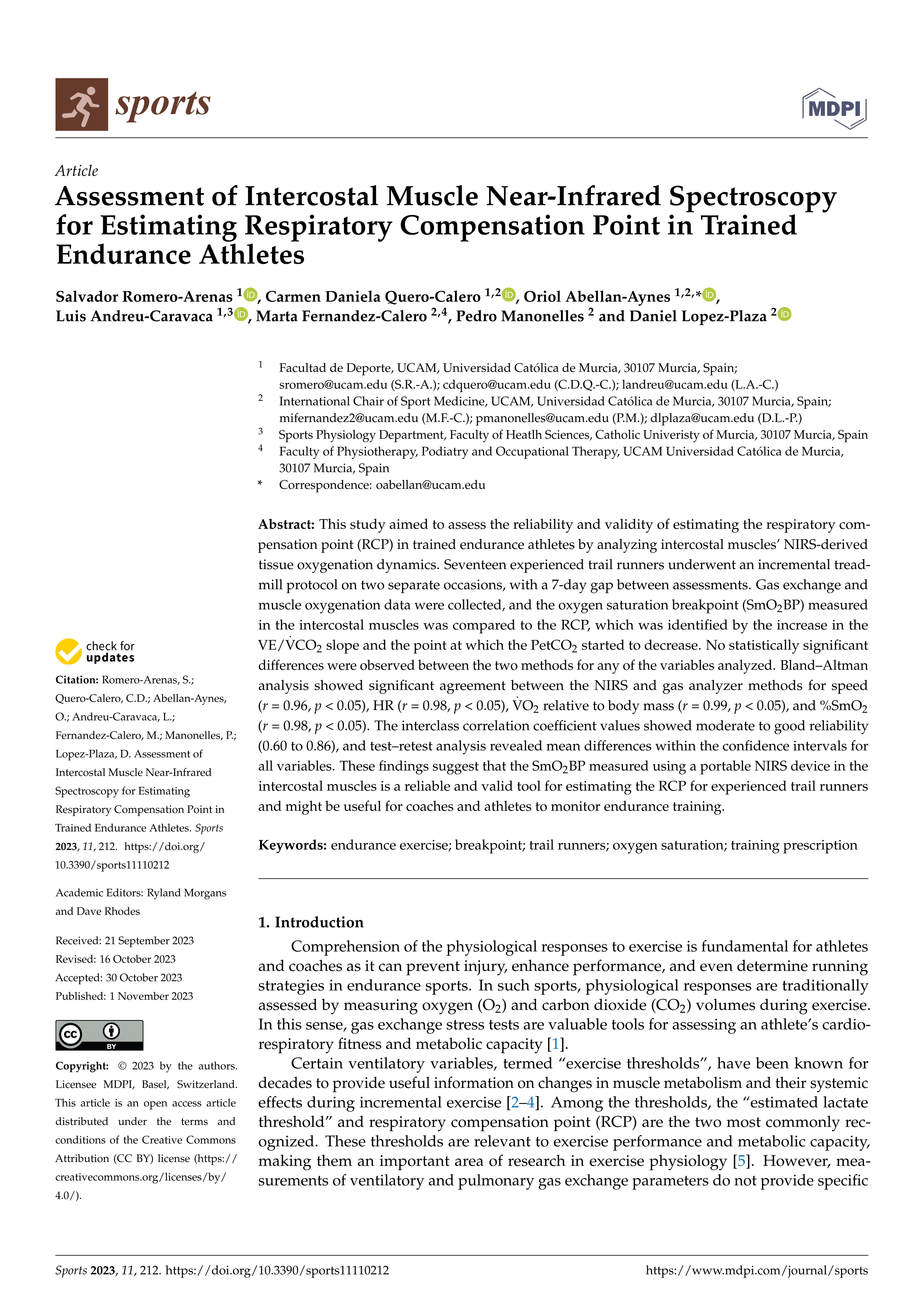 Assessment of intercostal muscle near-infrared spectroscopy for estimating respiratory compensation point in trained endurance athletes