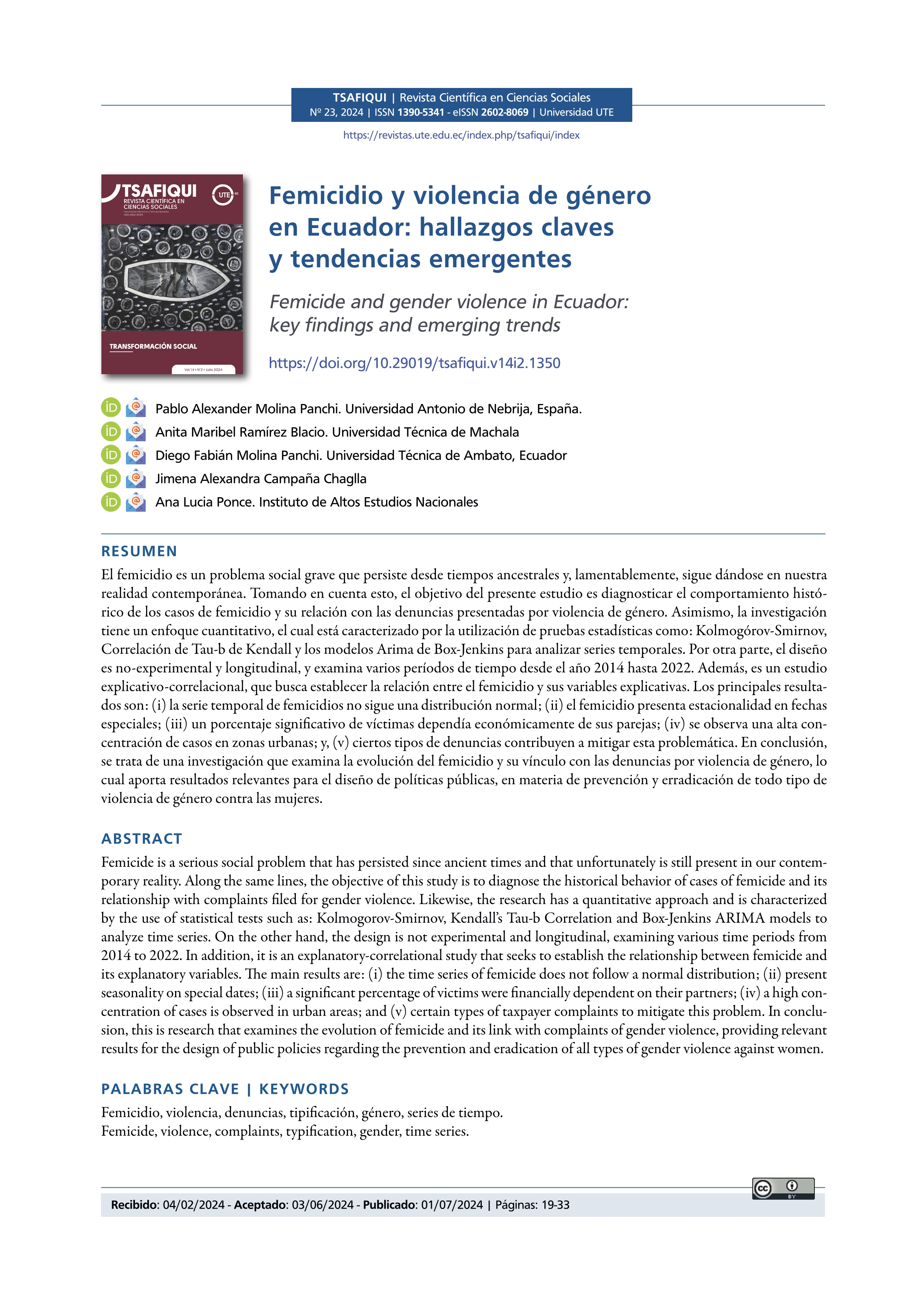 Femicidio y violencia de género en Ecuador: Hallazgos claves y tendencias emergentes