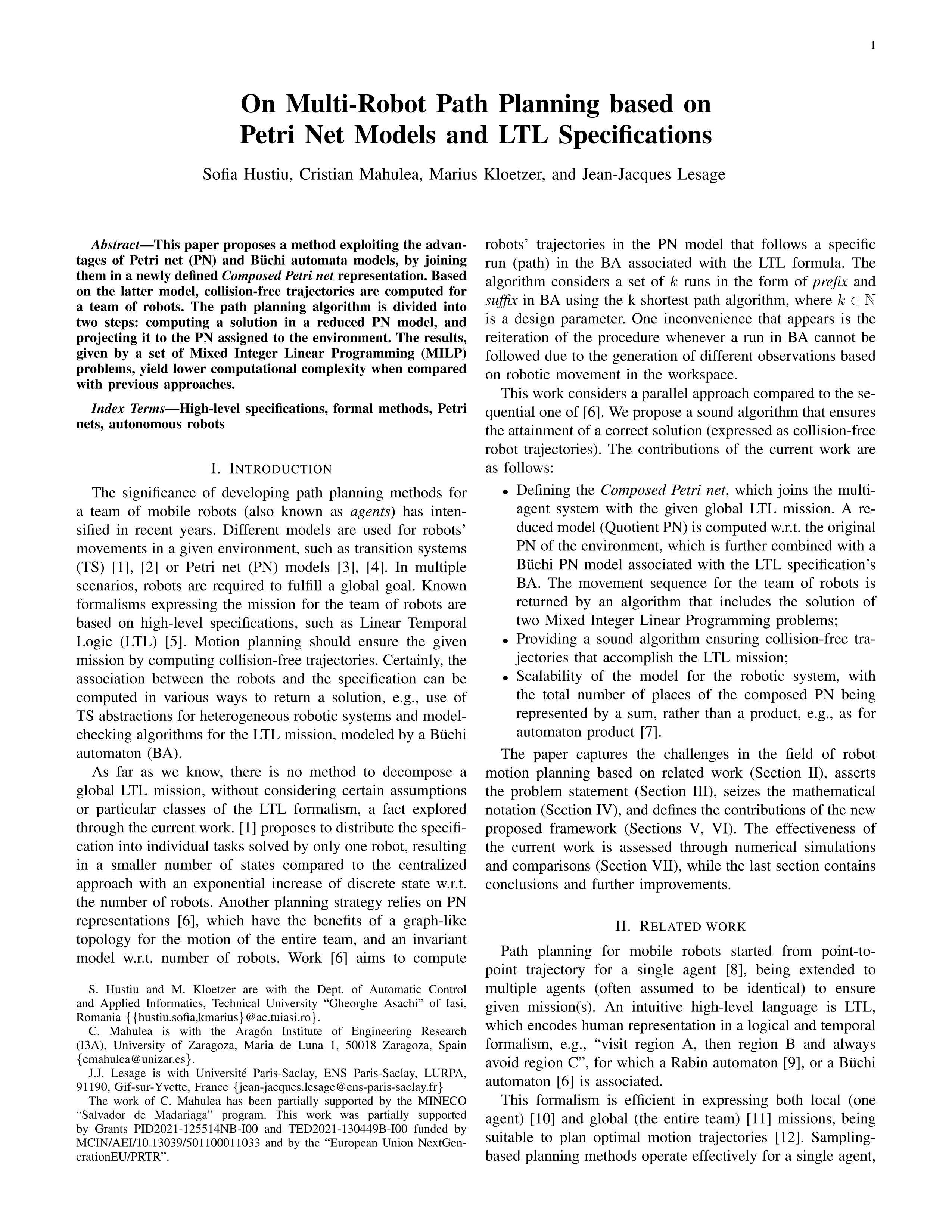 On Multi-Robot Path Planning based on Petri Net Models and LTL Specifications