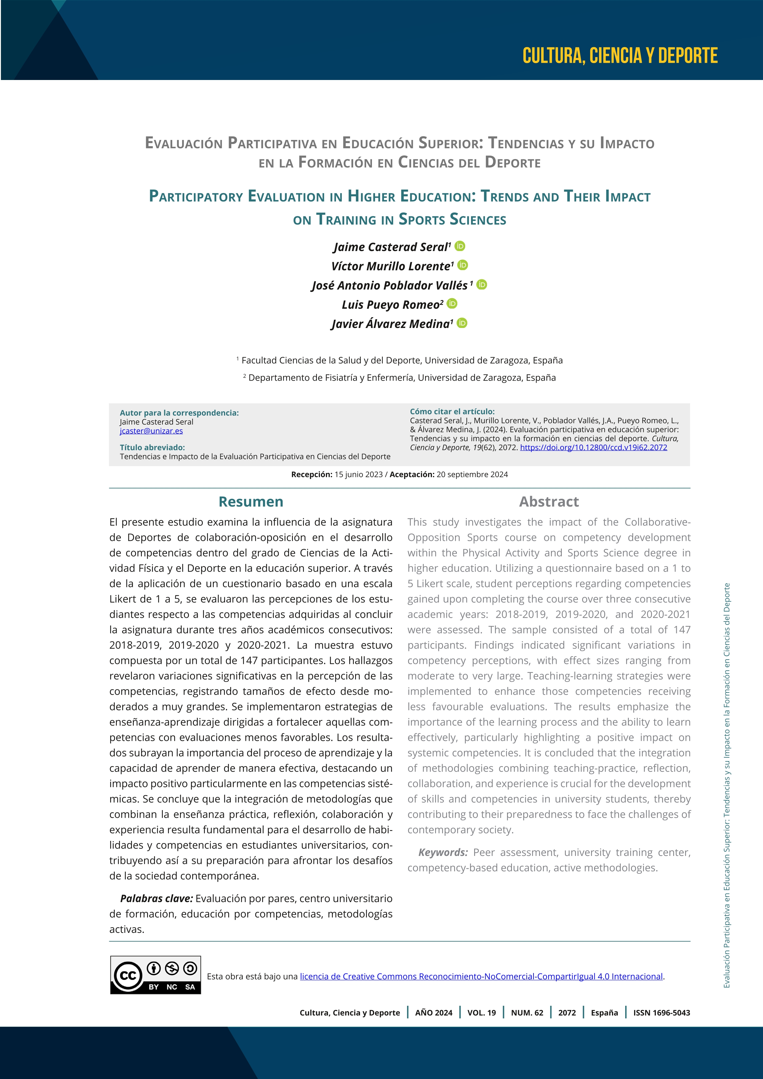 Evaluación participativa en educación superior: tendencias y su impacto en la formación en ciencias del deporte