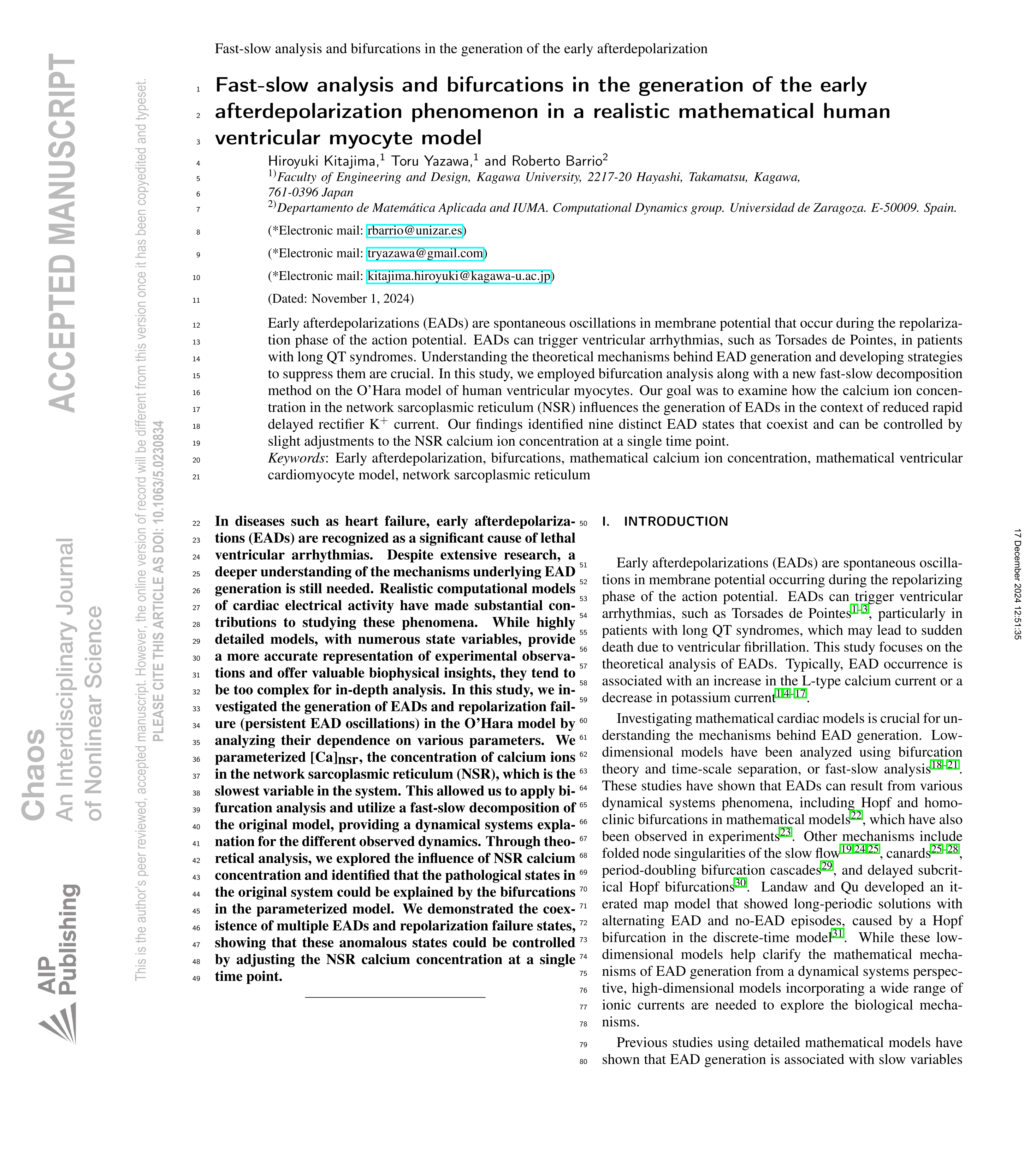 Fast–slow analysis and bifurcations in the generation of the early afterdepolarization phenomenon in a realistic mathematical human ventricular myocyte model