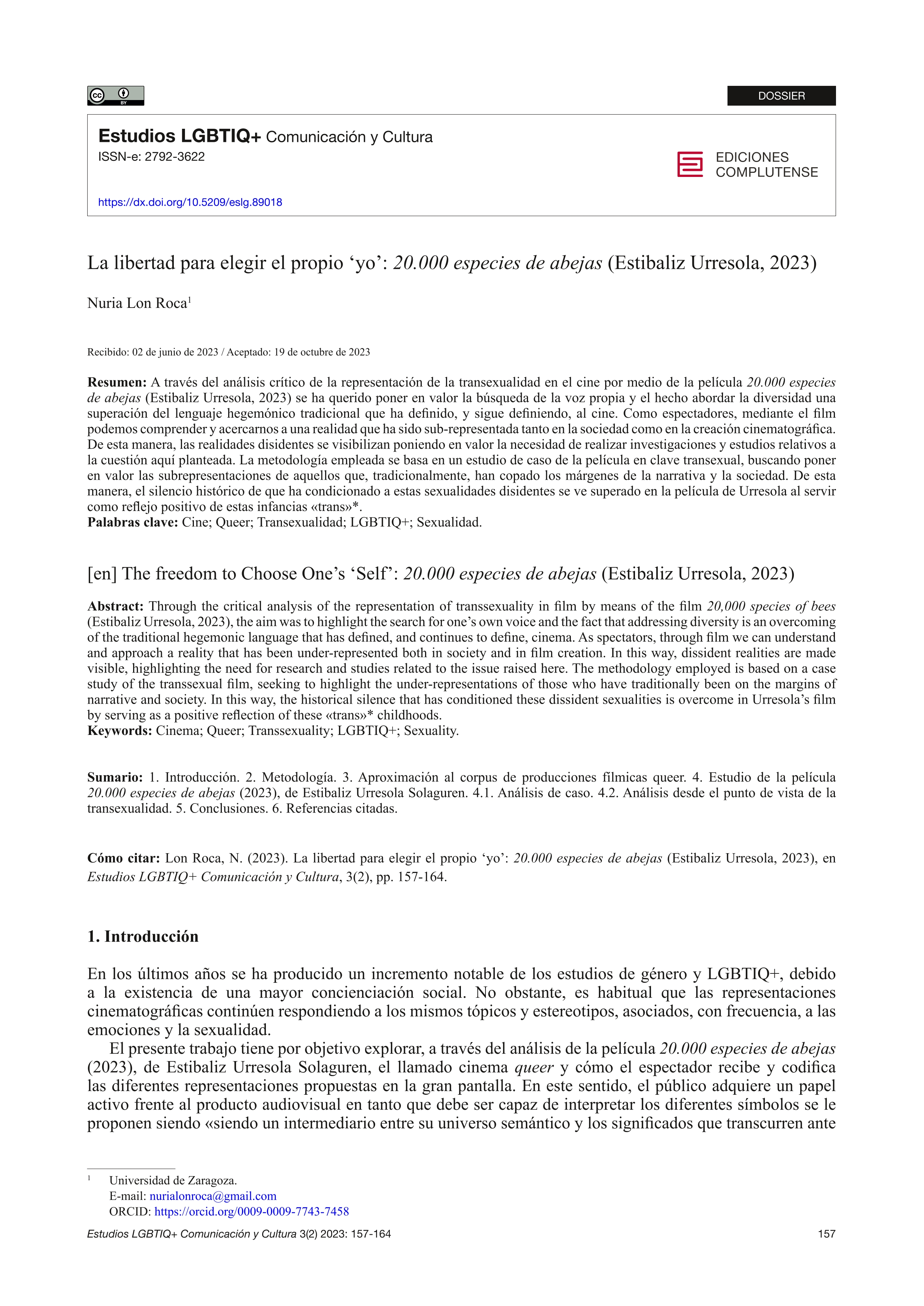 La libertad para elegir el propio ‘yo’: 20.000 especies de abejas (Estibaliz Urresola, 2023)