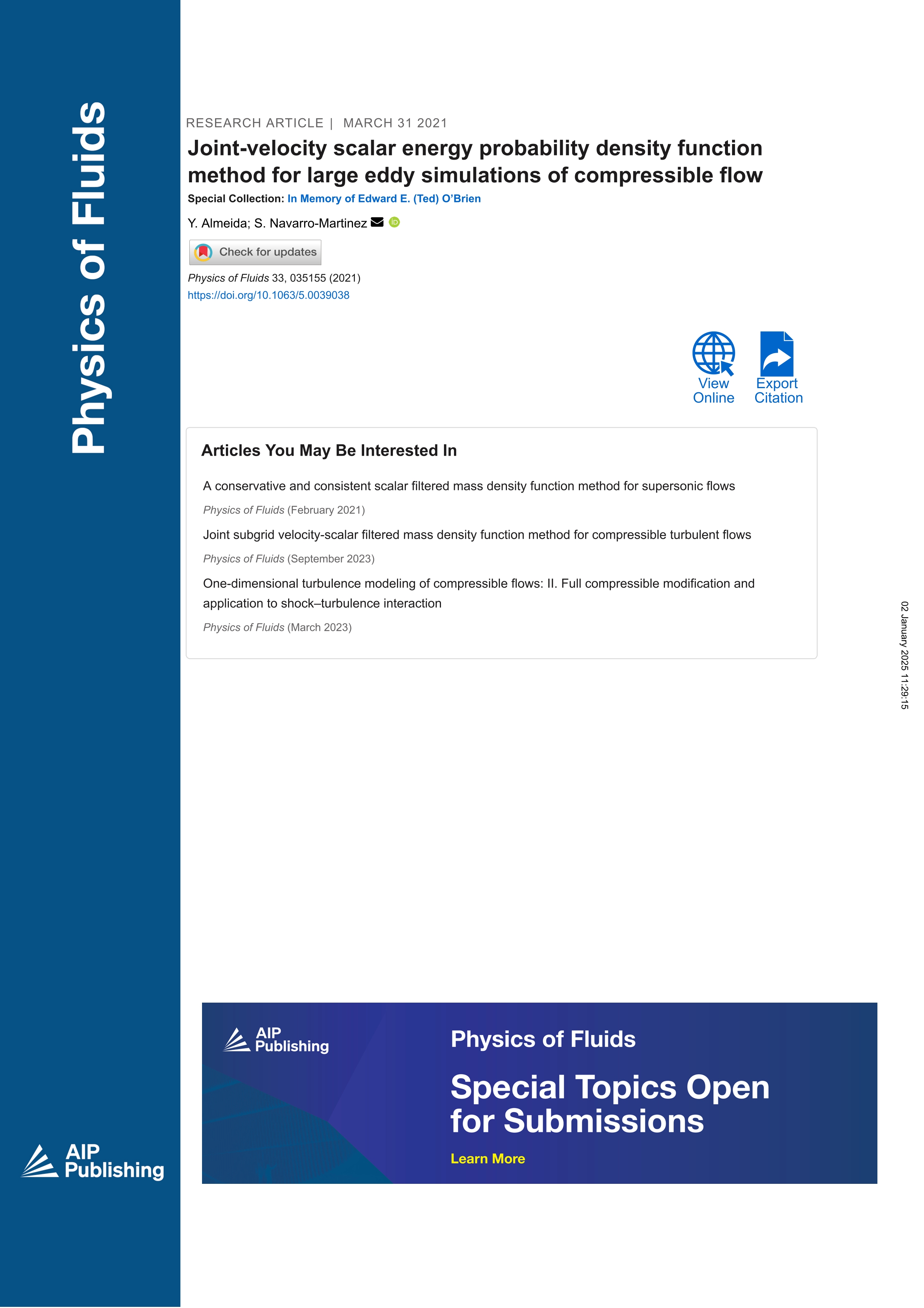 Joint-velocity scalar energy probability density function method for large eddy simulations of compressible flow