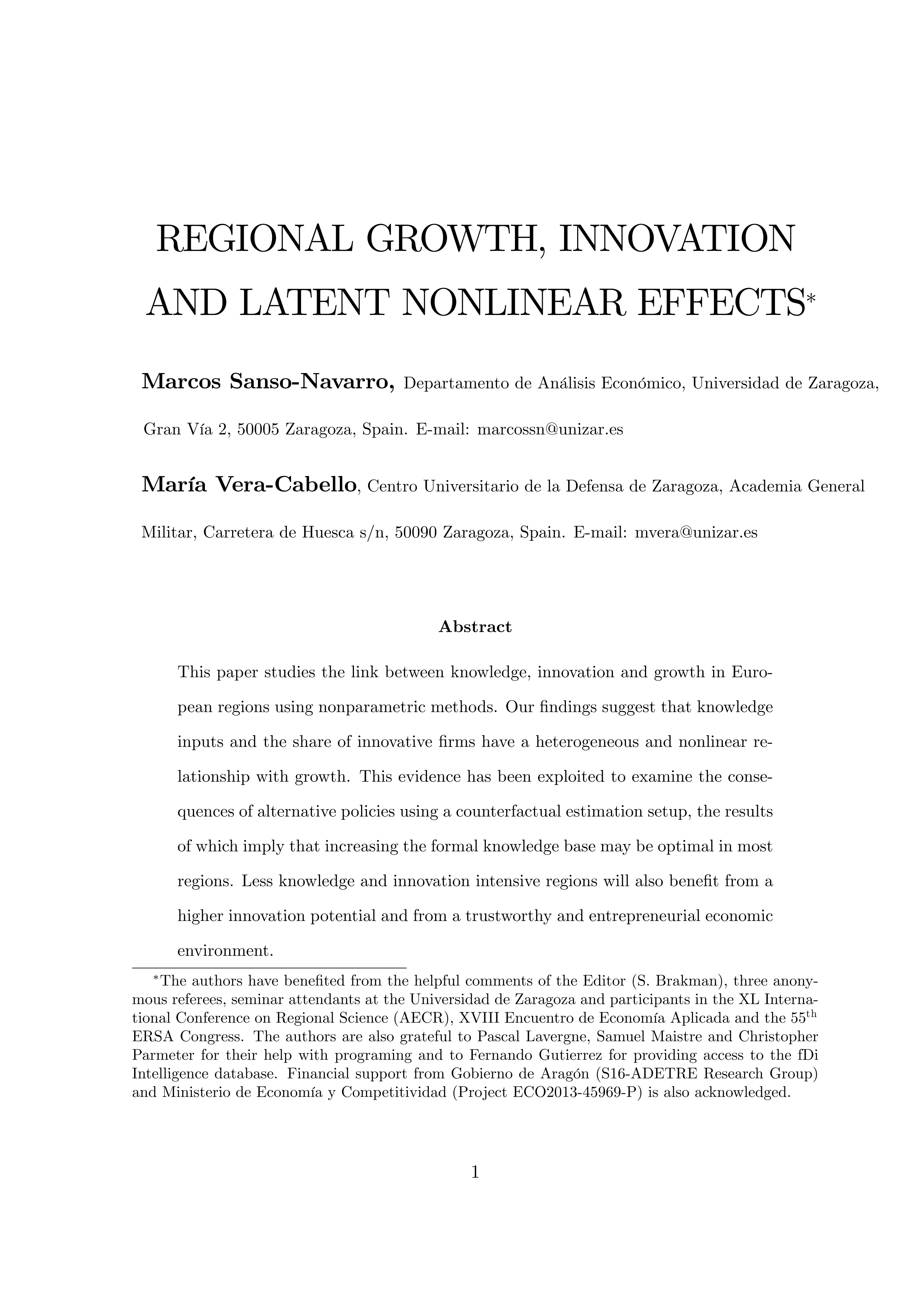 Regional Growth, Innovation, and Latent Nonlinear Effects
