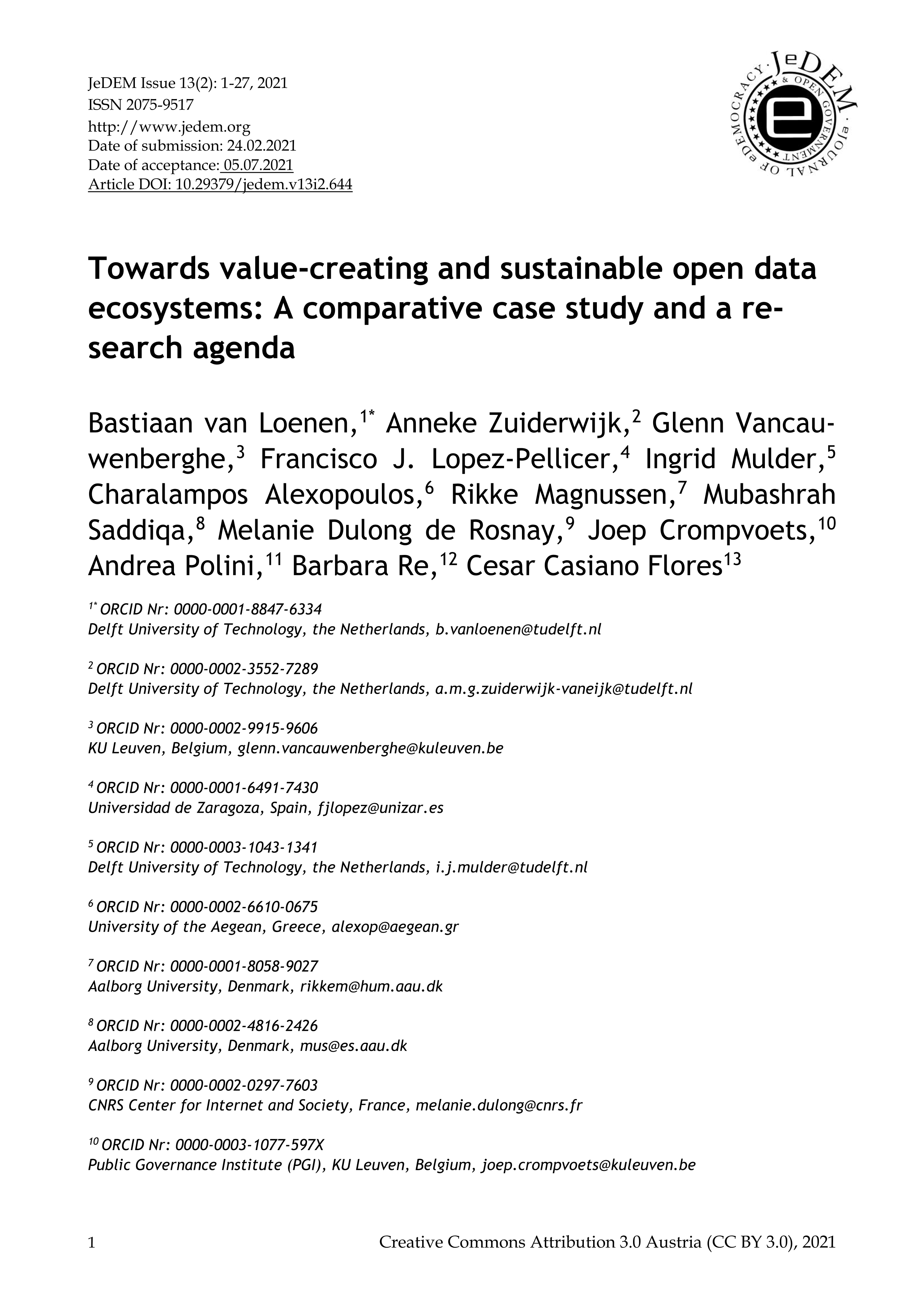 Towards value-creating and sustainable open data ecosystems: A comparative case study and a research agenda