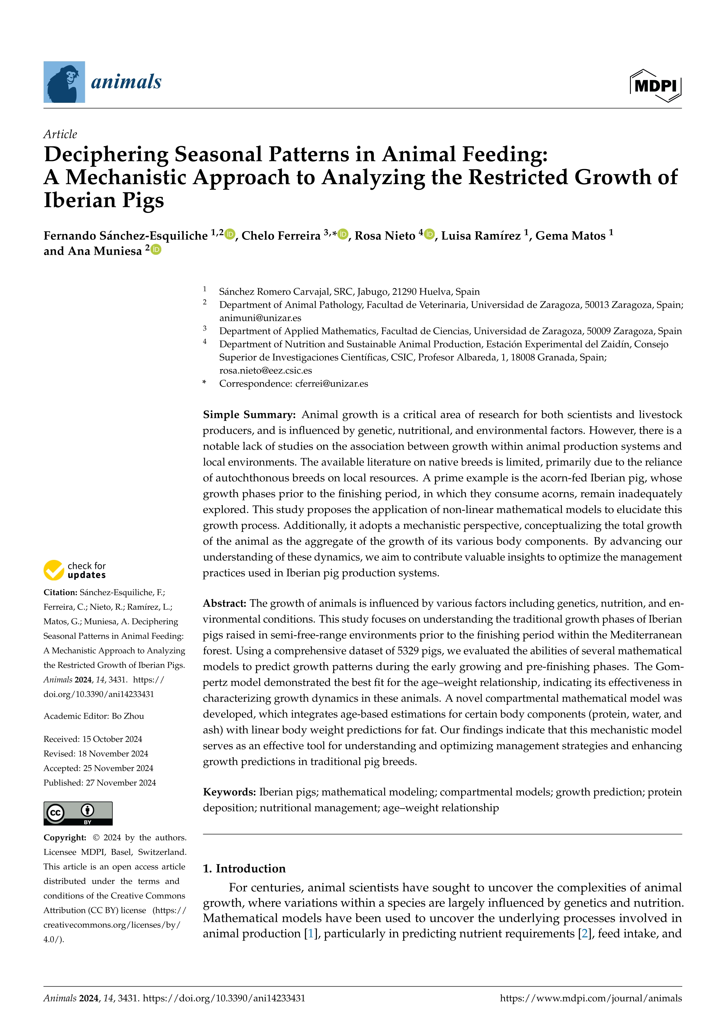 Deciphering Seasonal Patterns in Animal Feeding: A Mechanistic Approach to Analyzing the Restricted Growth of Iberian Pigs