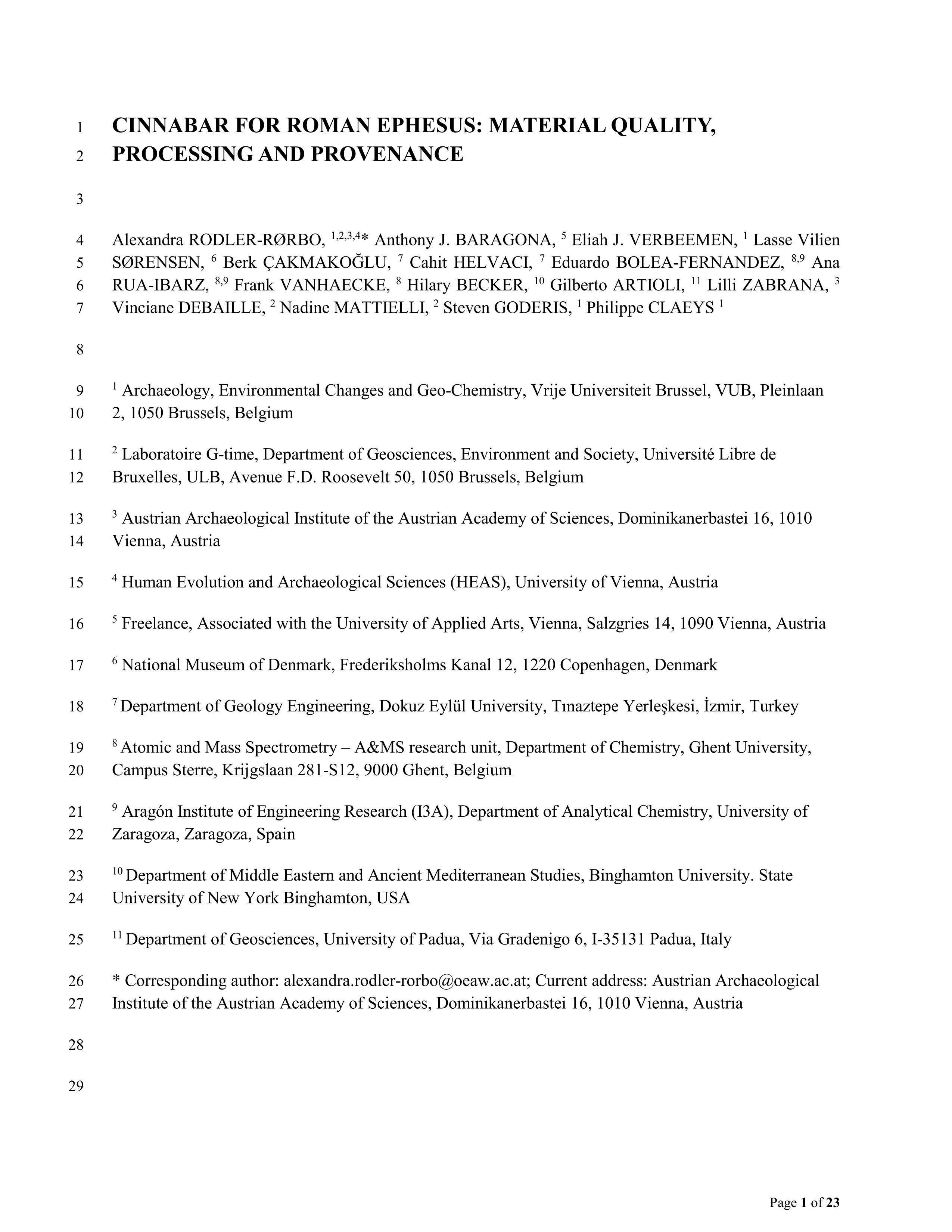 Cinnabar for Roman Ephesus: Material quality, processing and provenance