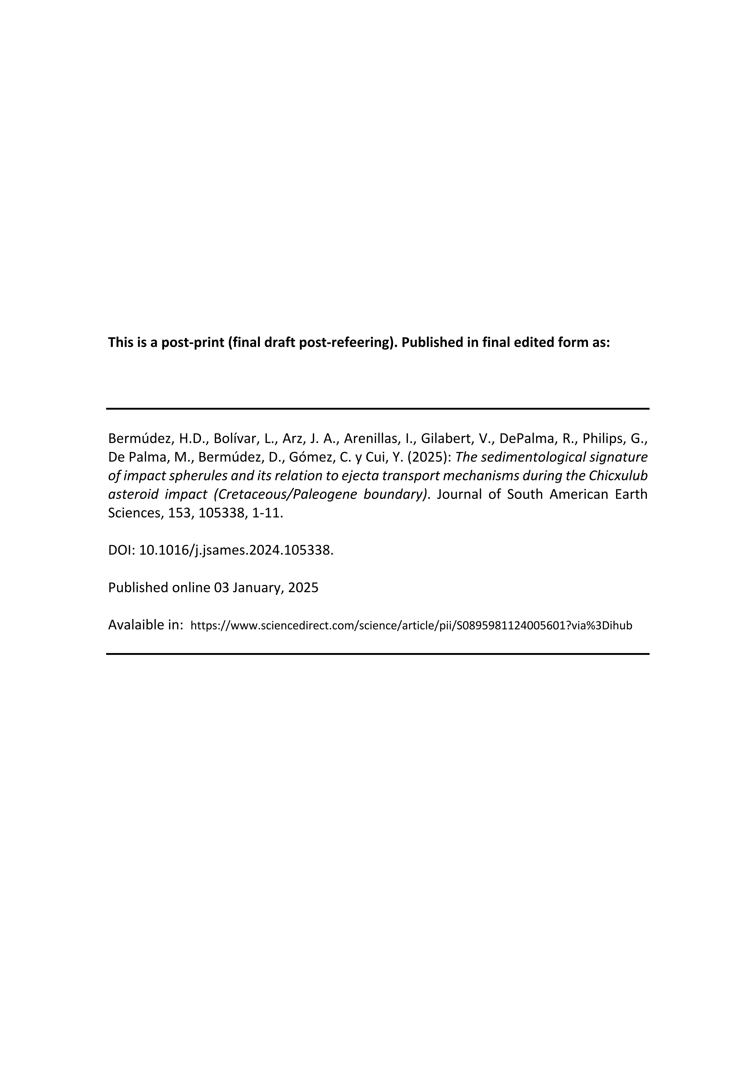 The sedimentological signature of impact spherules and its relation to ejecta transport mechanisms during the Chicxulub asteroid impact (Cretaceous/Paleogene boundary)