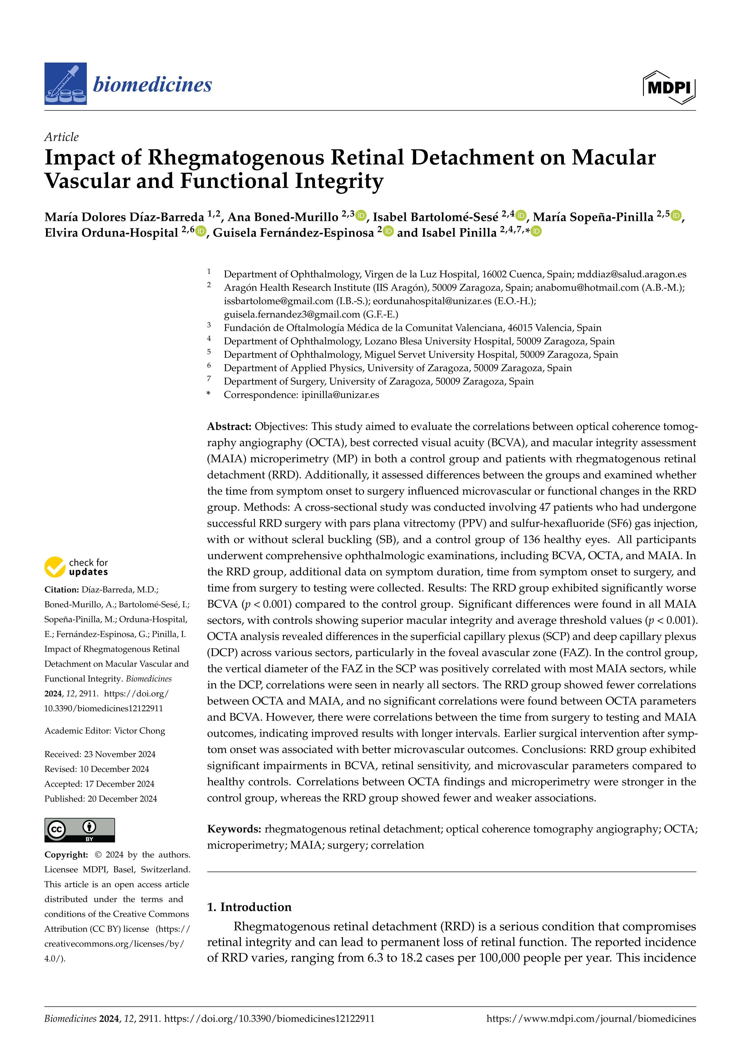 Impact of Rhegmatogenous Retinal Detachment on Macular Vascular and Functional Integrity