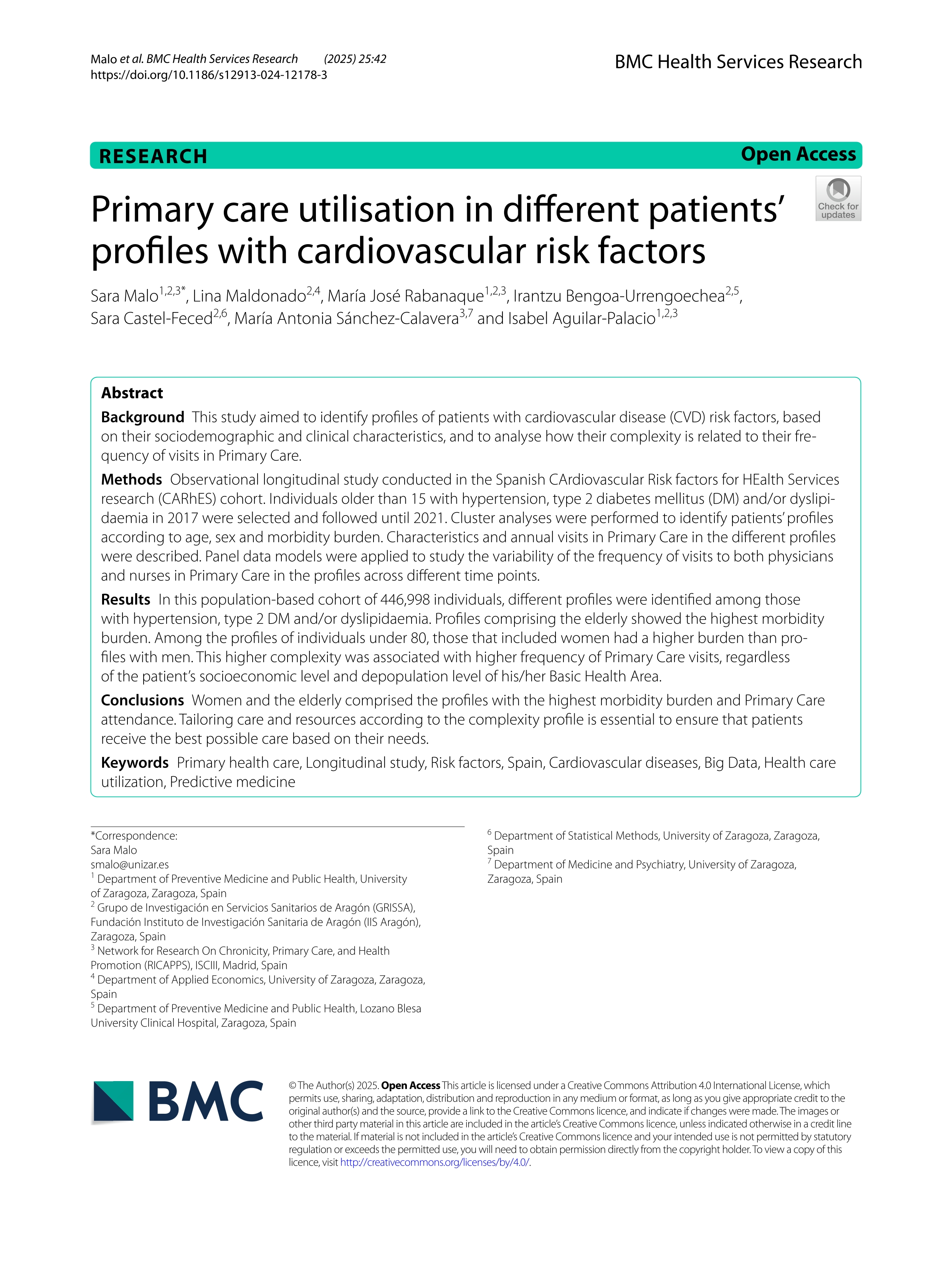 Primary care utilisation in different patients’ profiles with cardiovascular risk factors