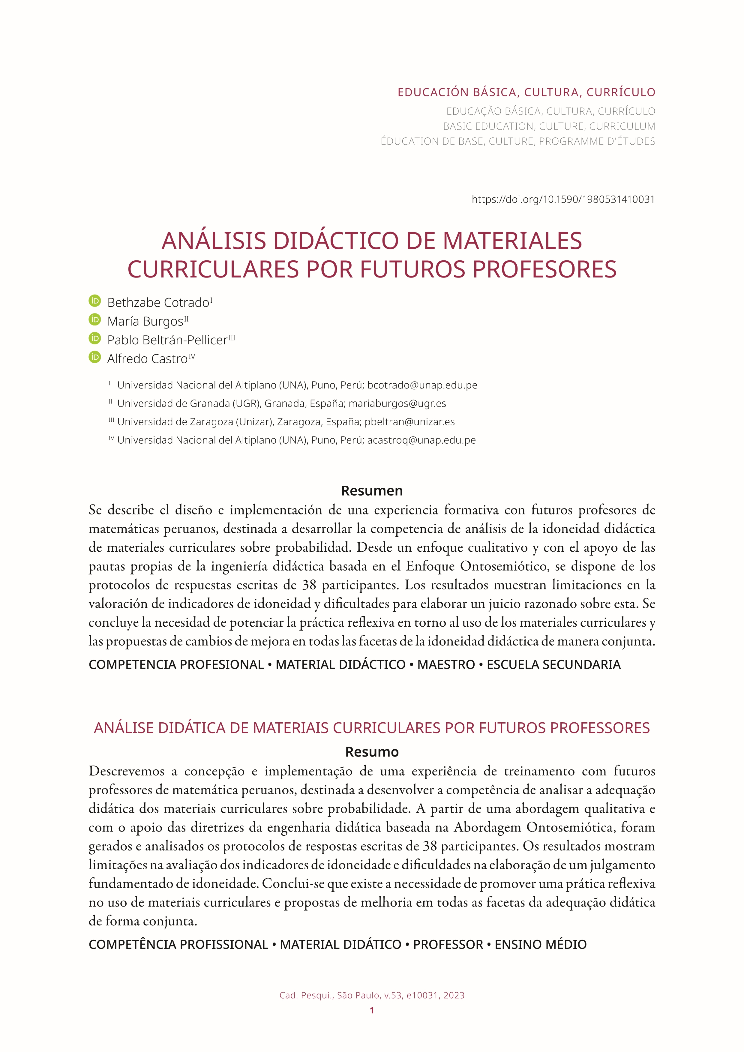 Análisis didáctico de materiales curriculares por futuros profesores
