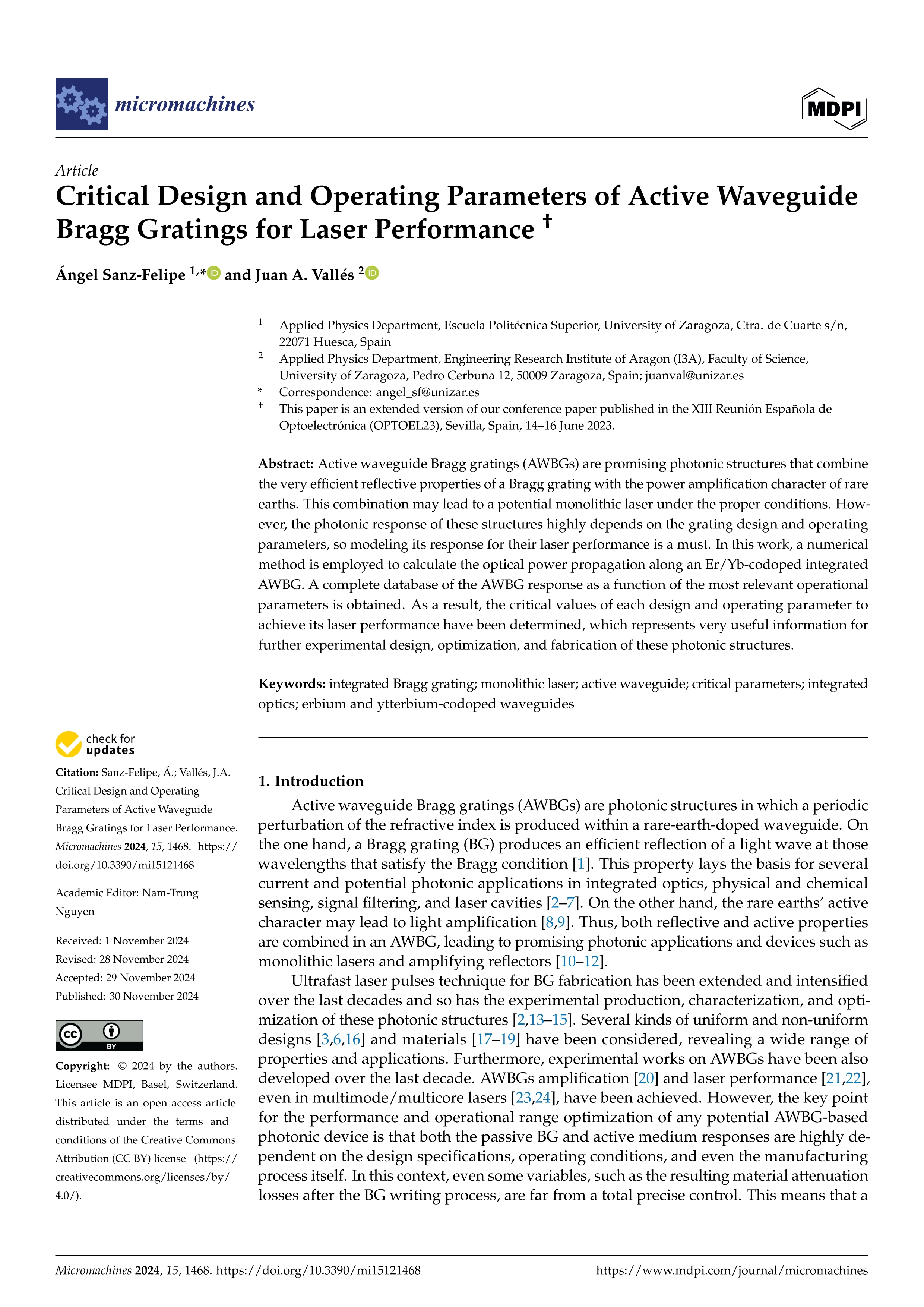 Critical Design and Operating Parameters of Active Waveguide Bragg Gratings for Laser Performance