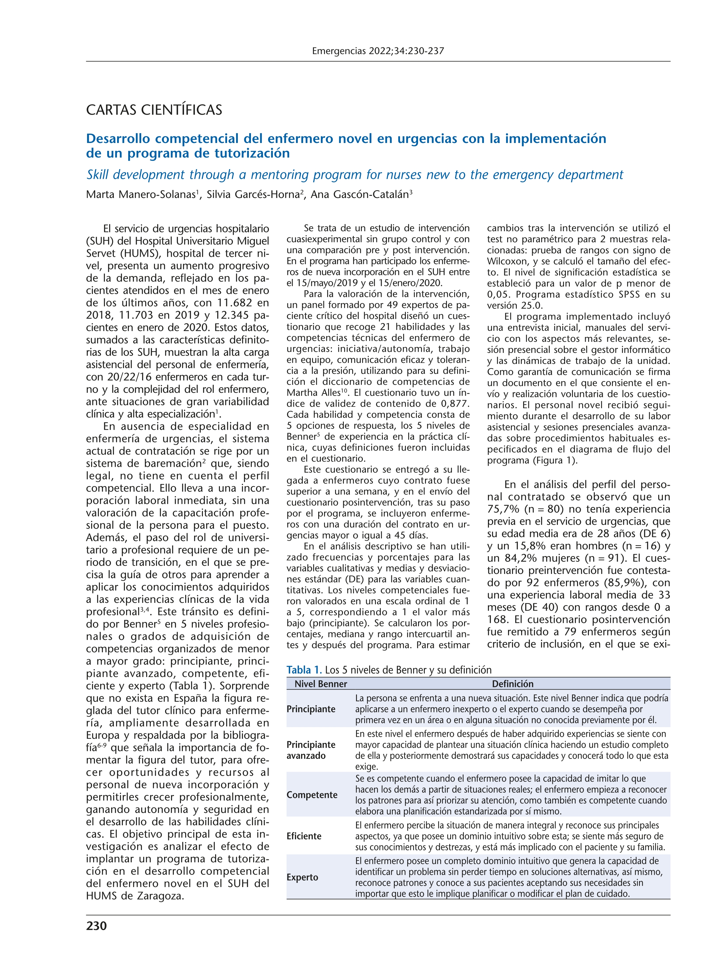 Skill development through a mentoring program for nurses new to the emergency department