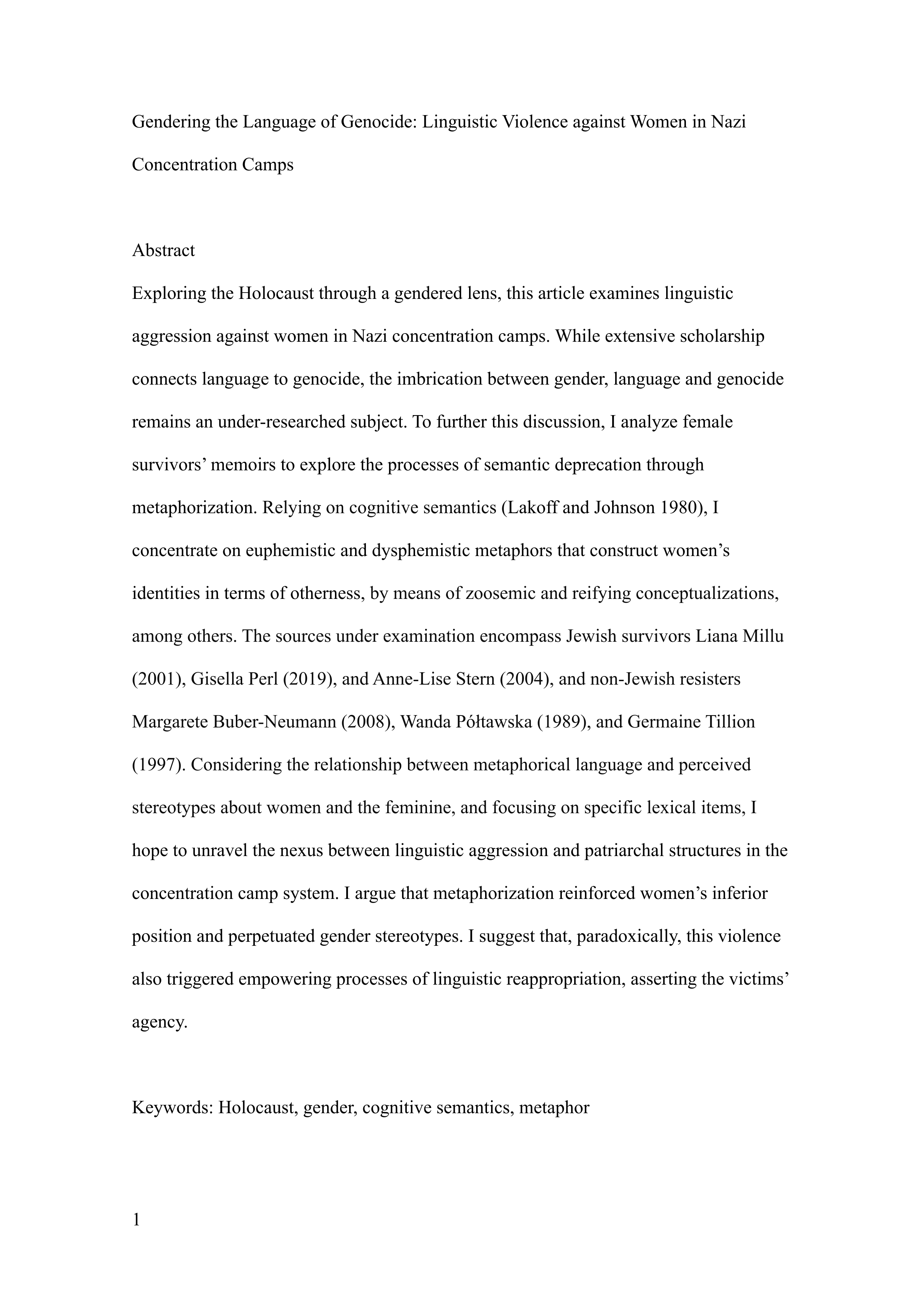 Gendering the language of genocide