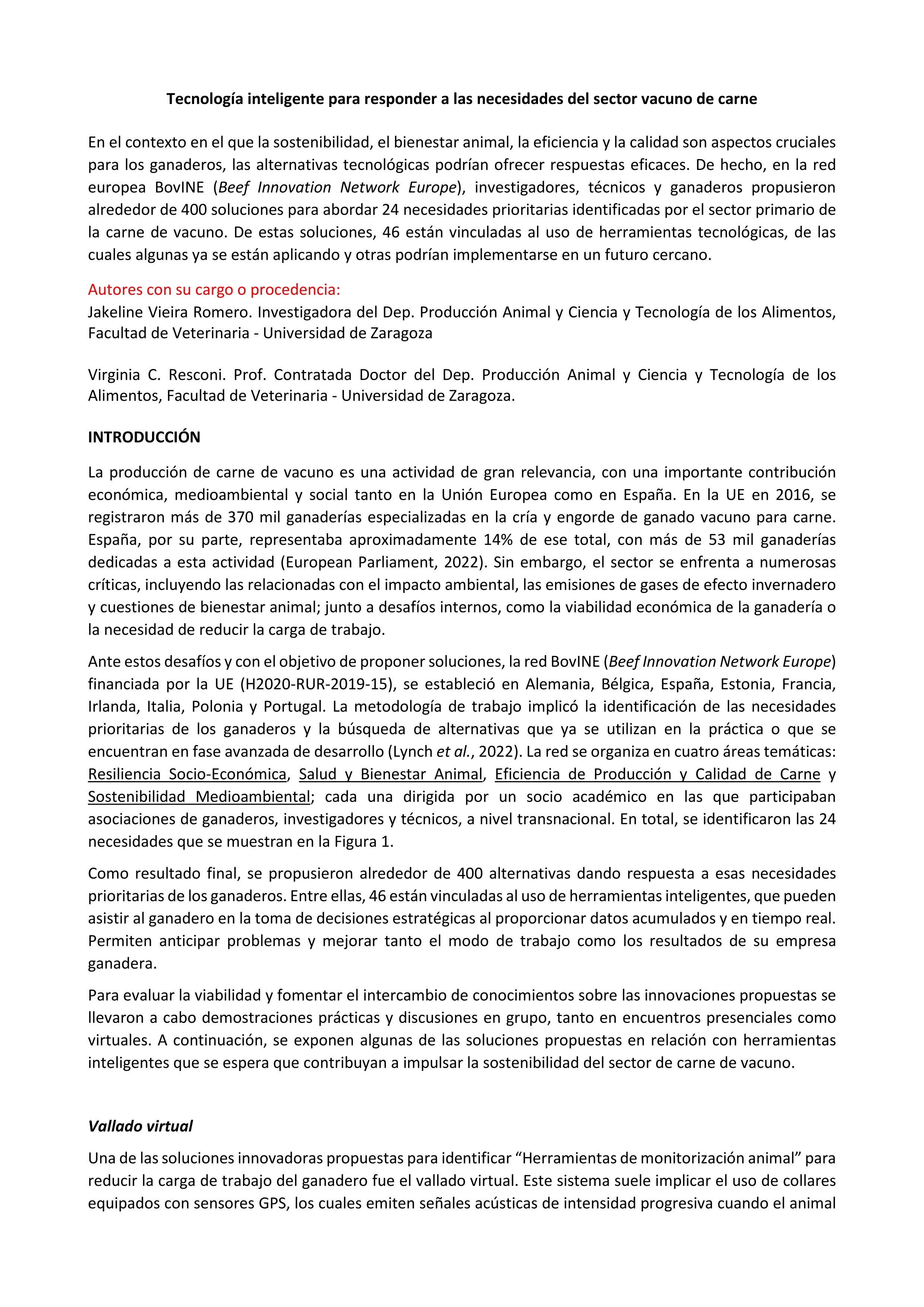 Tecnología inteligente para responder a las necesidades del sector vacuno de carne