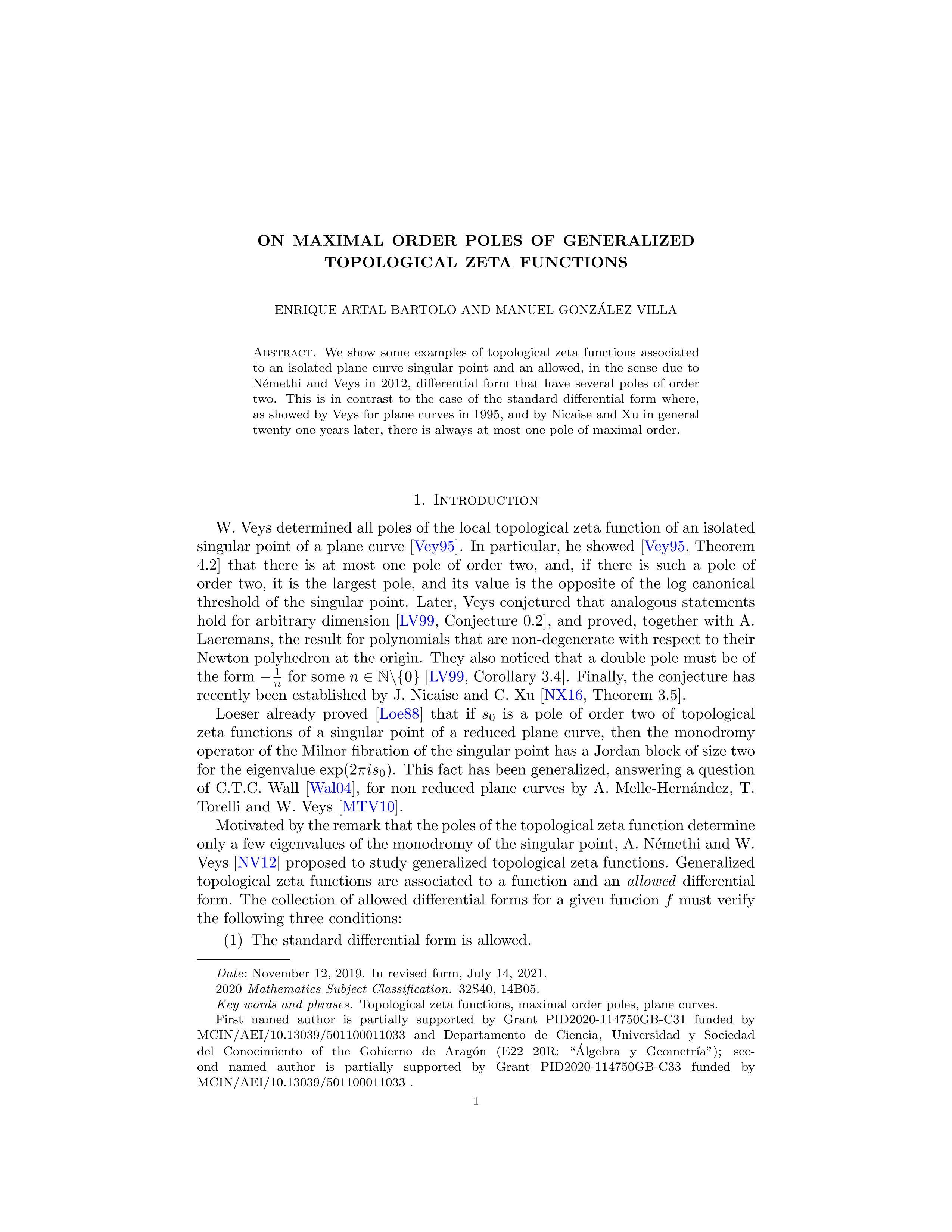 On maximal order poles of generalized topological zeta functions