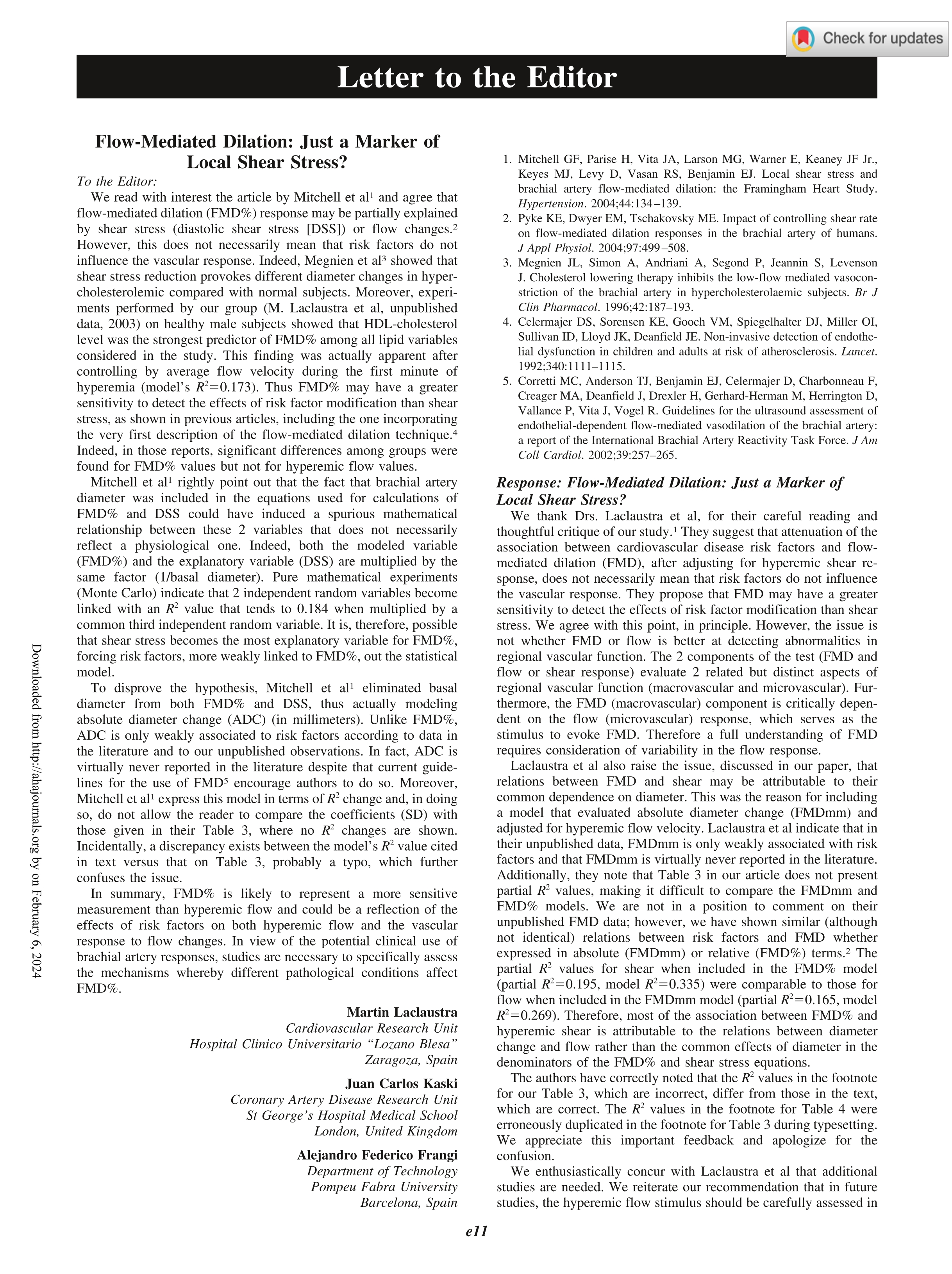 Flow-Mediated Dilation: Just a Marker of Local Shear Stress?