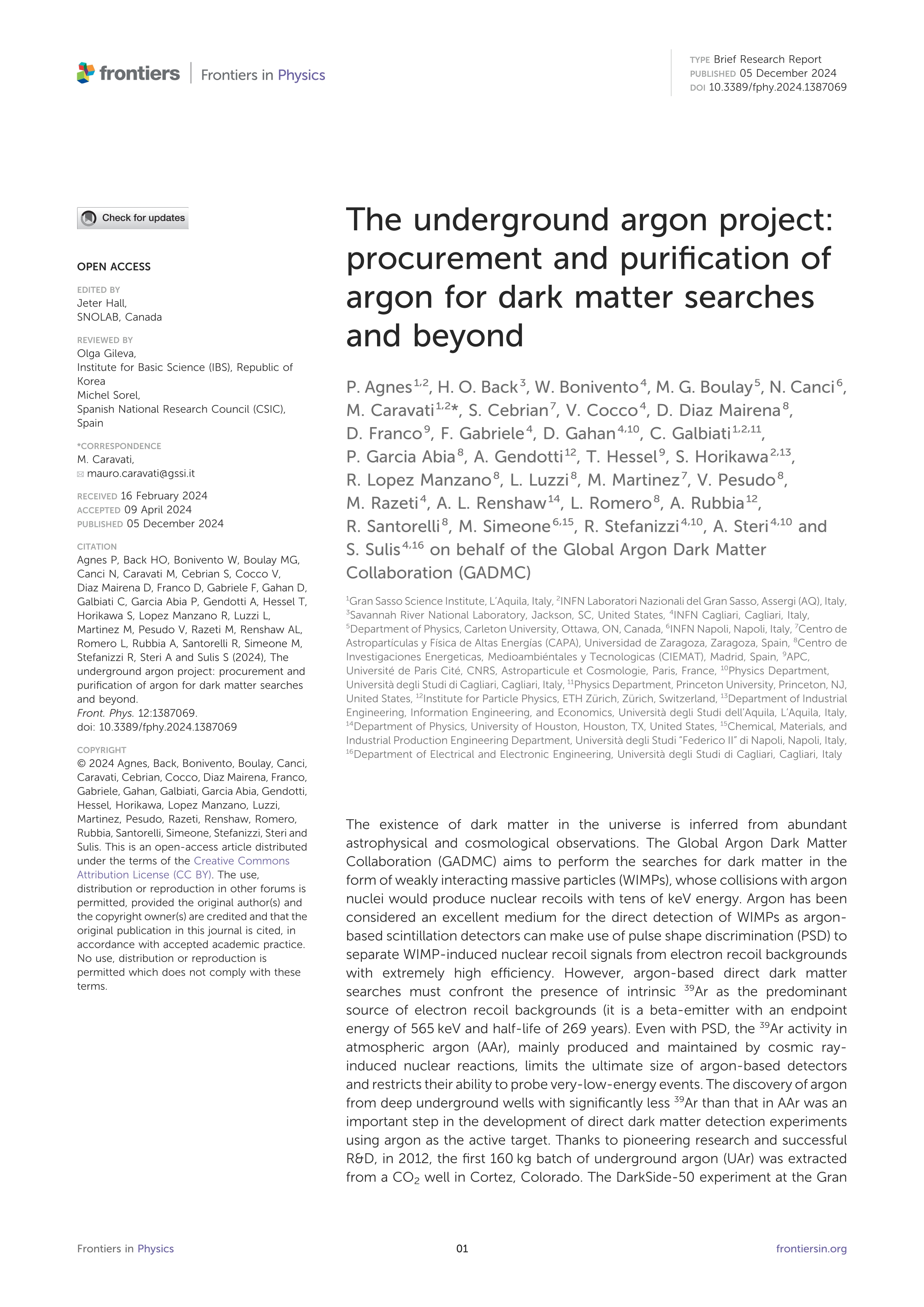 The underground argon project: procurement and purification of argon for dark matter searches and beyond