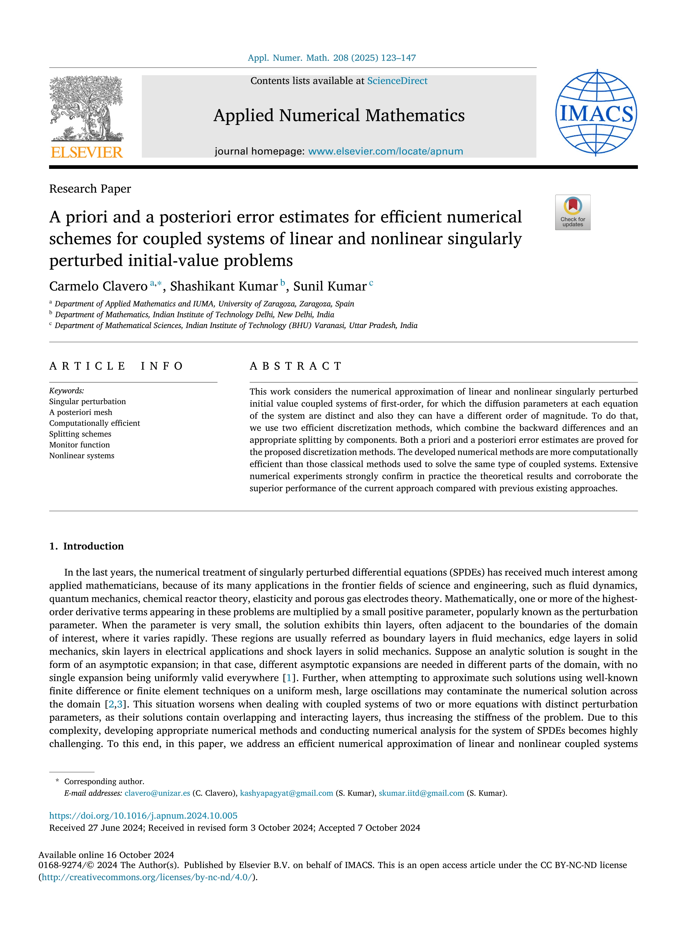 A priori and a posteriori error estimates for efficient numerical schemes for coupled systems of linear and nonlinear singularly perturbed initial-value problems