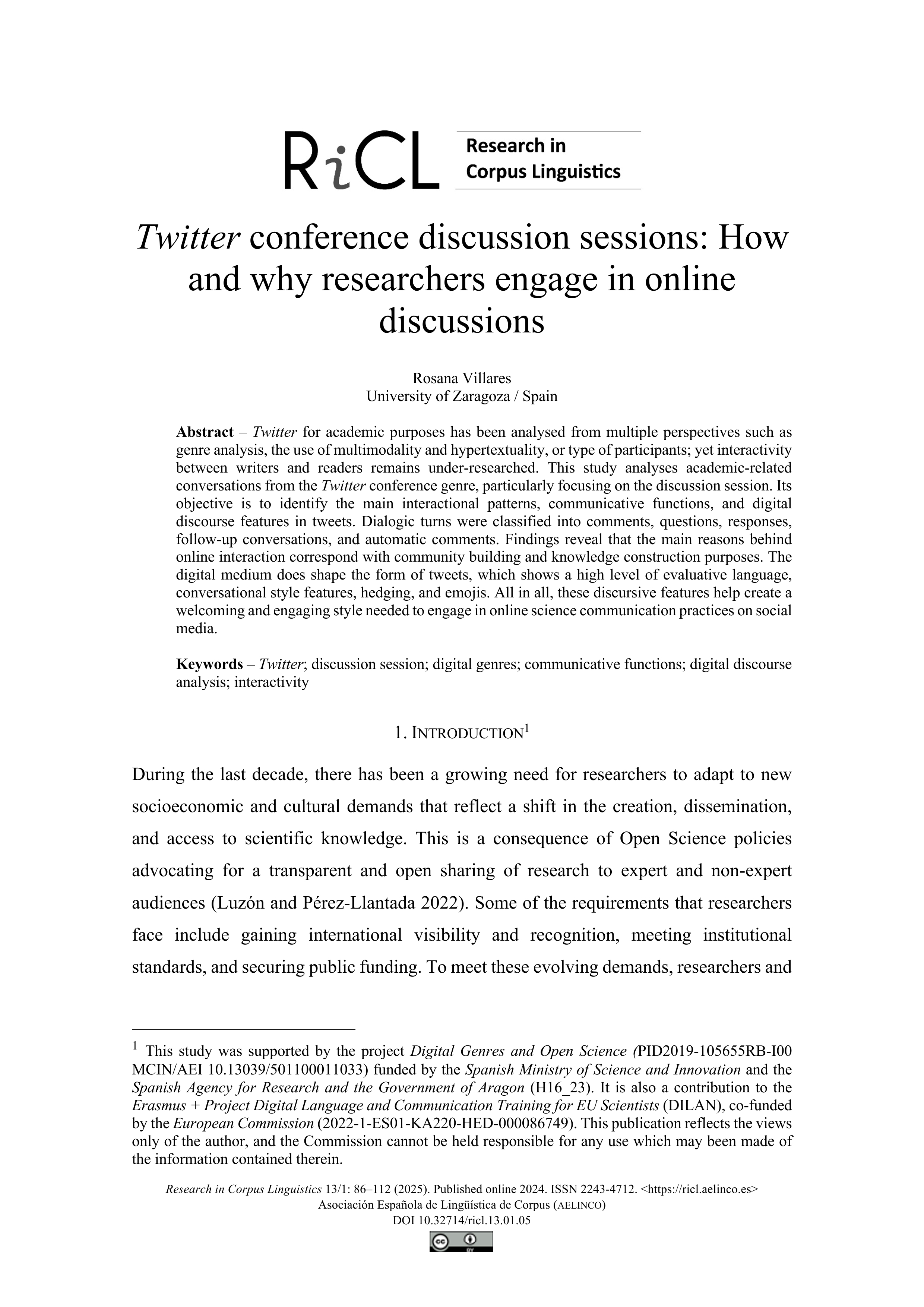 Twitter conference discussion sessions: How and why researchers engage in online discussions