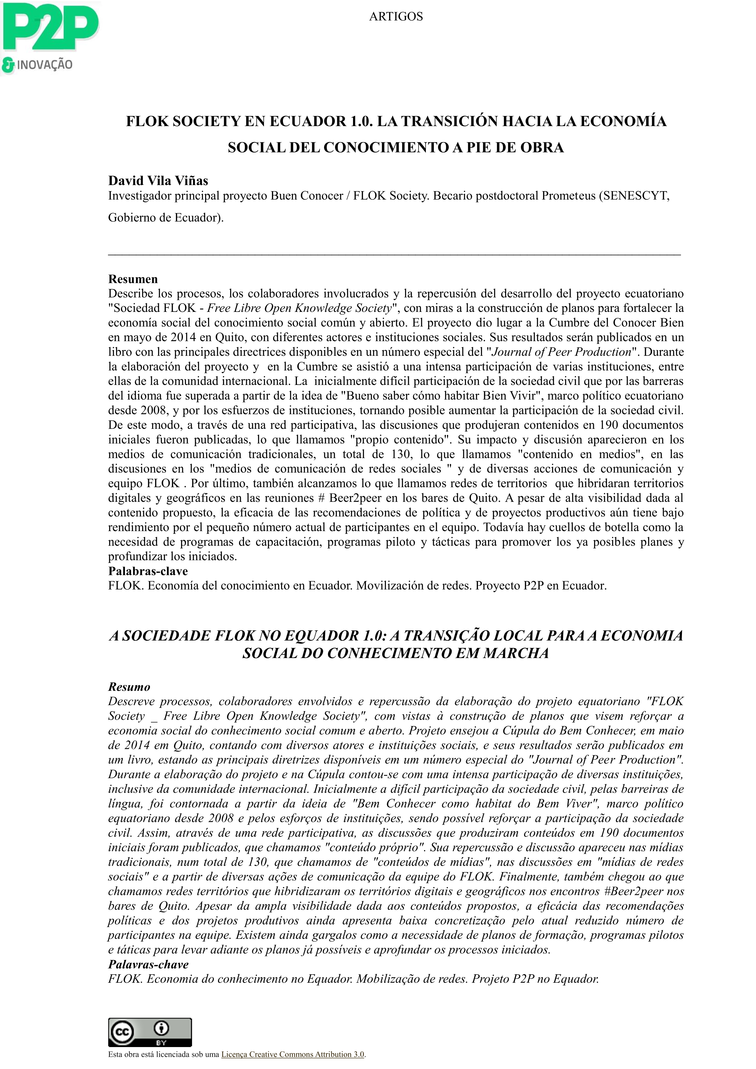 FLOK Society en Ecuador 1.0. La transición hacia la economía social del conocimiento a pie de obra