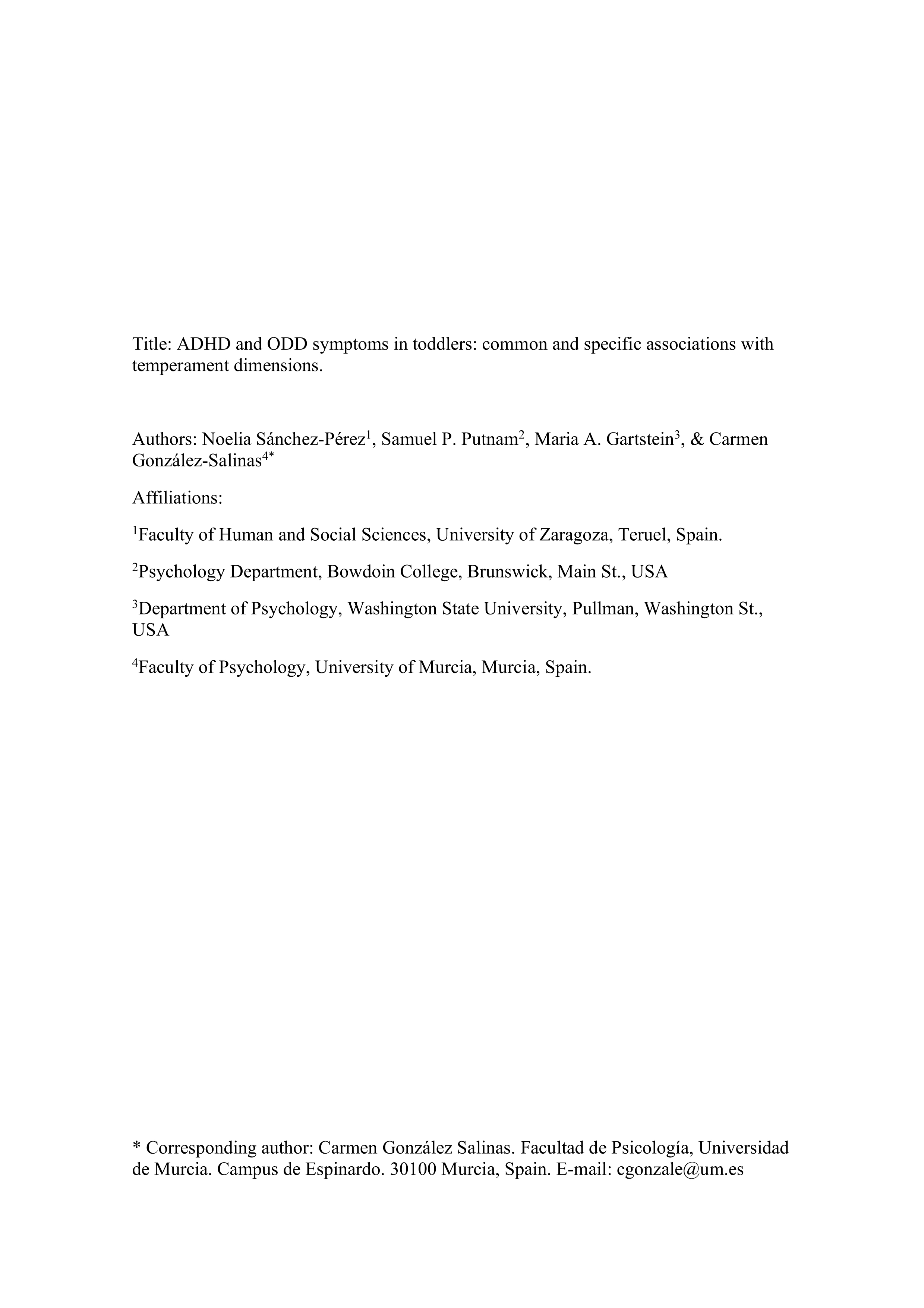 ADHD and ODD symptoms in toddlers: Common and specific associations with temperament dimensions