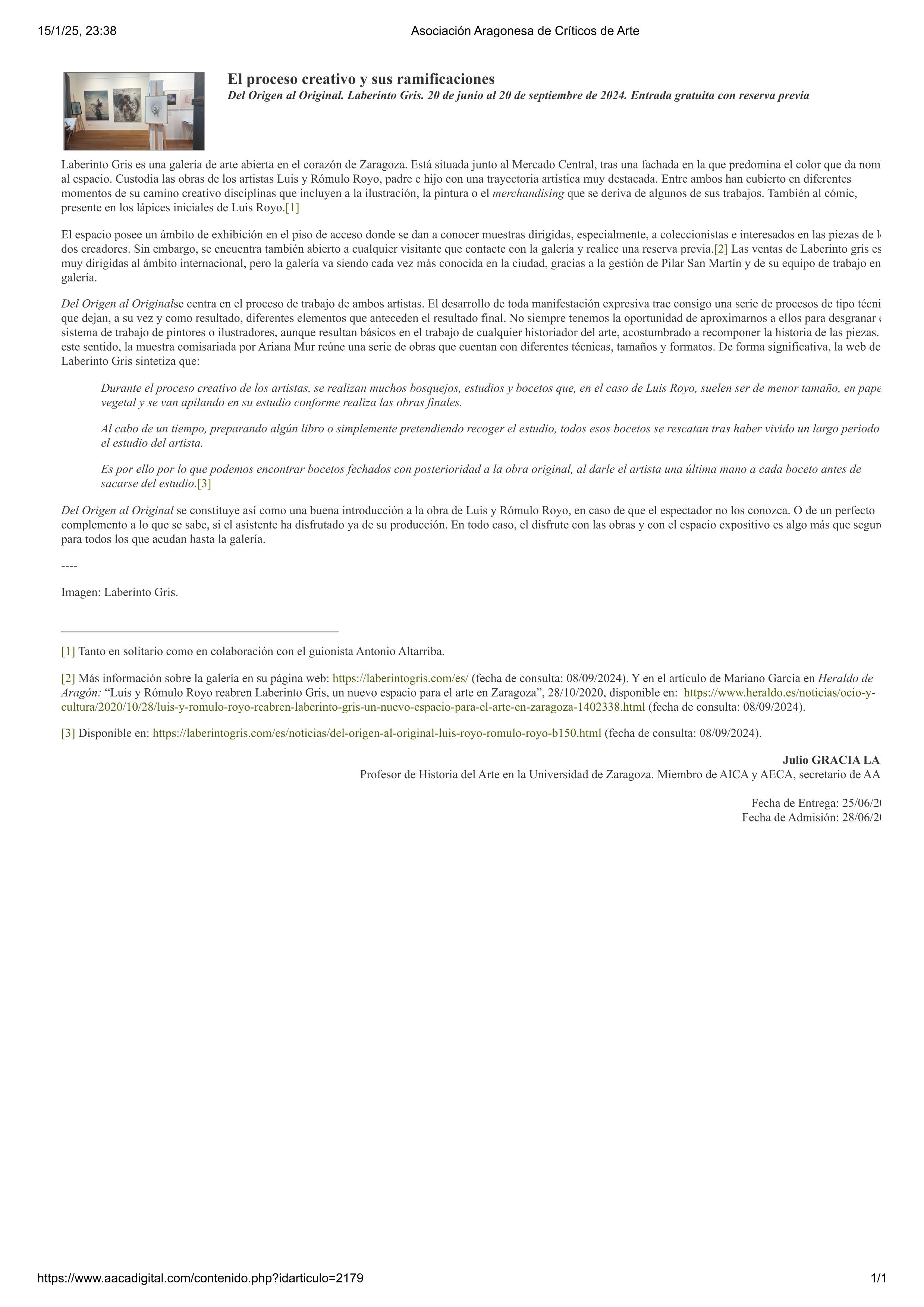 El proceso creativo y sus ramificaciones