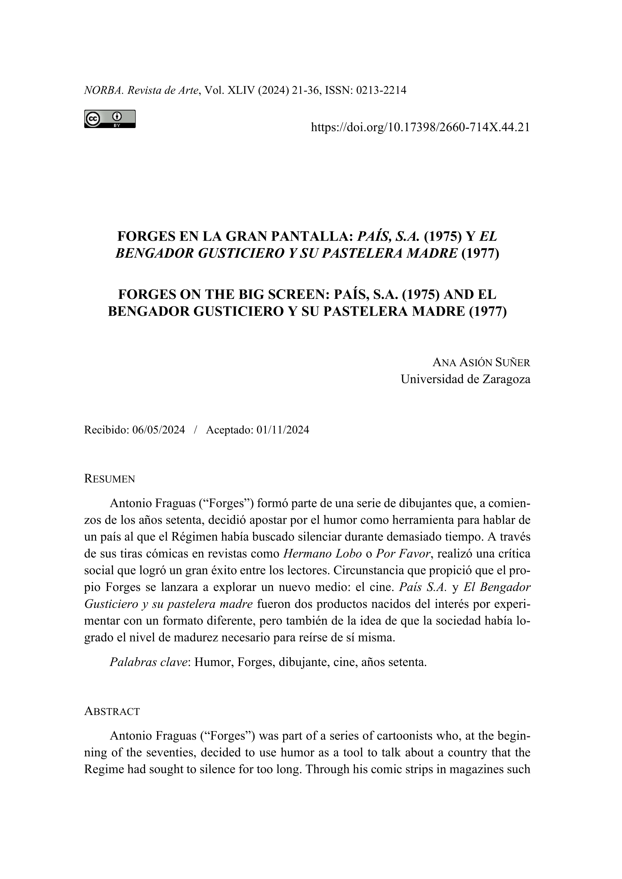 Forges en la gran pantalla: País S.A. (1975) y El bengador Gusticiero y su pastelera madre (1977)