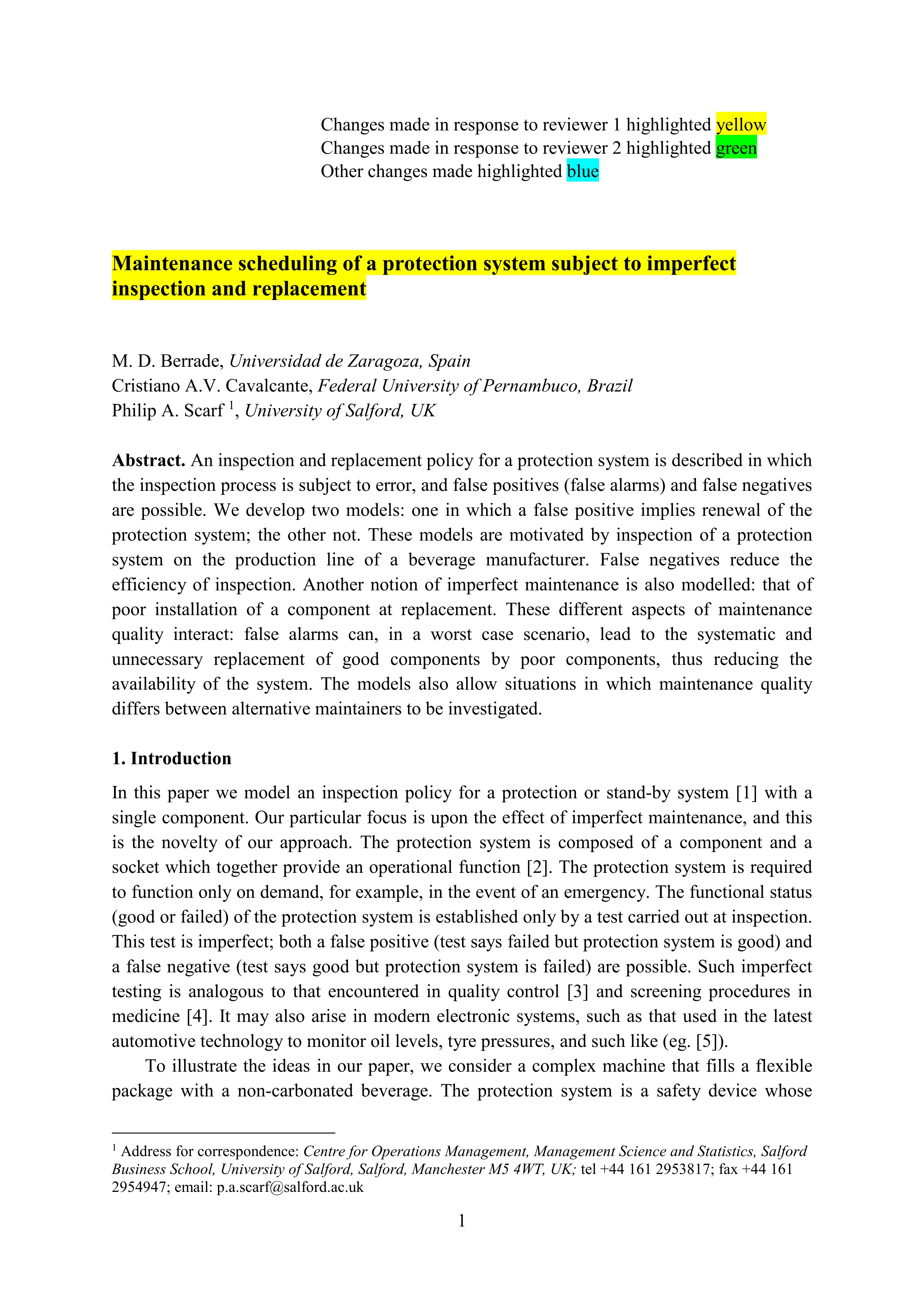 Maintenance scheduling of a protection system subject to imperfect inspection and replacement