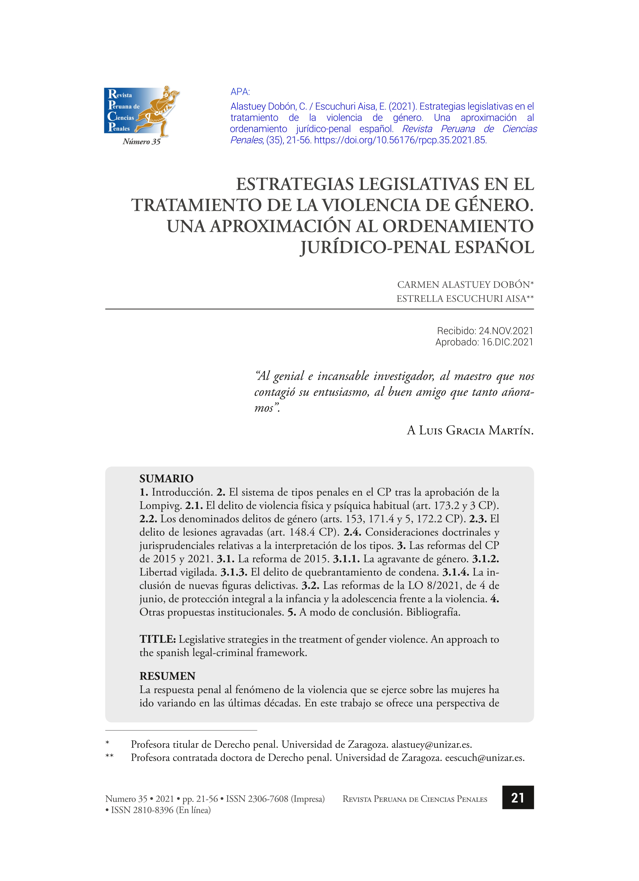 Estrategias Legislativas en el tratamiento de la violencia de Género.