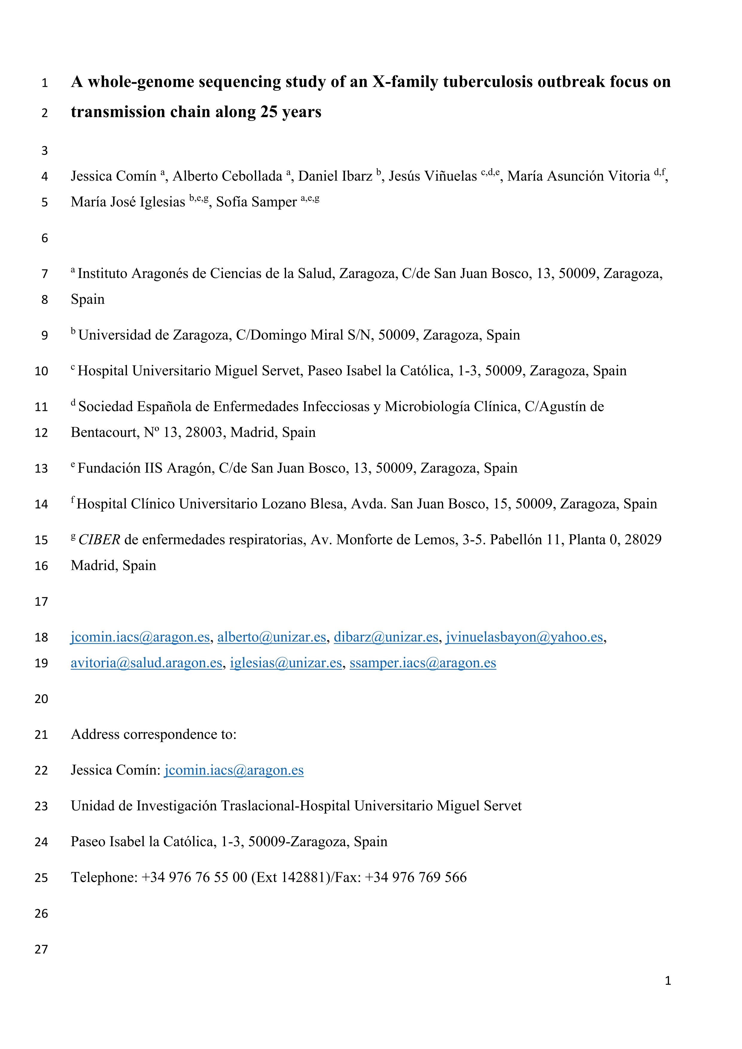A whole-genome sequencing study of an X-family tuberculosis outbreak focus on transmission chain along 25 years