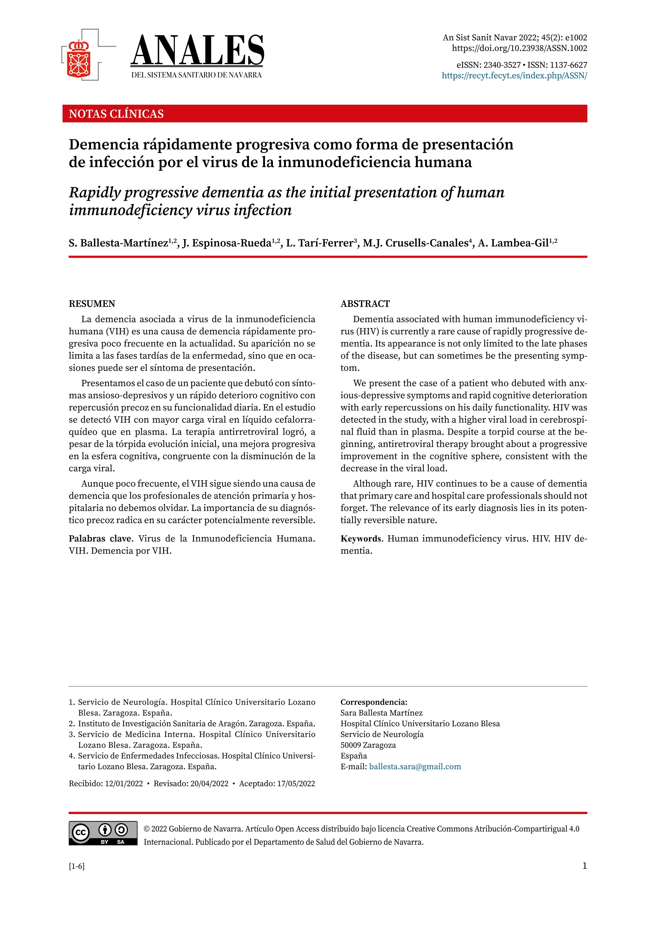 Rapidly progressive dementia as the initial presentation of human immunodeficiency virus infection