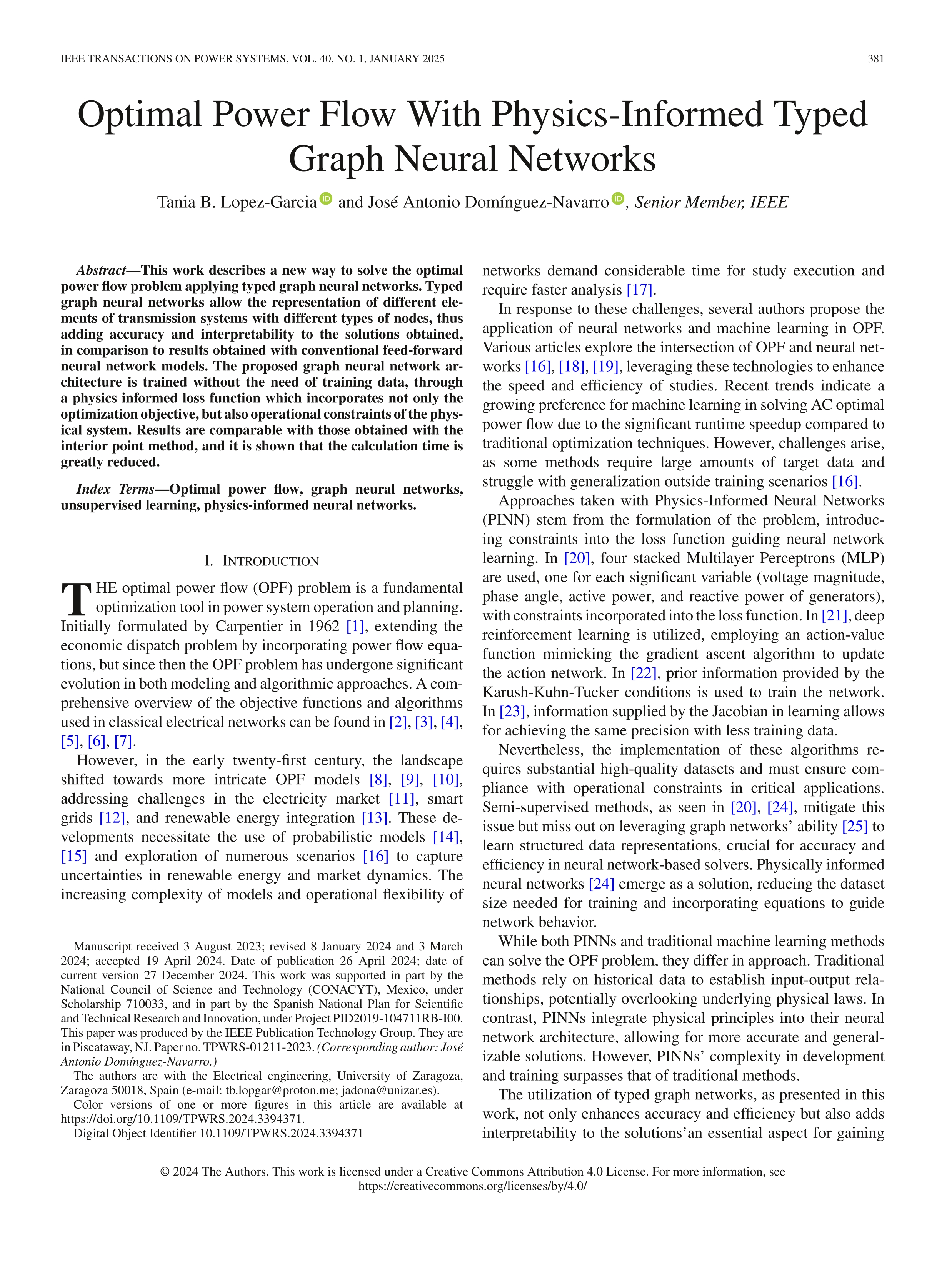 Optimal Power Flow With Physics-Informed Typed Graph Neural Networks