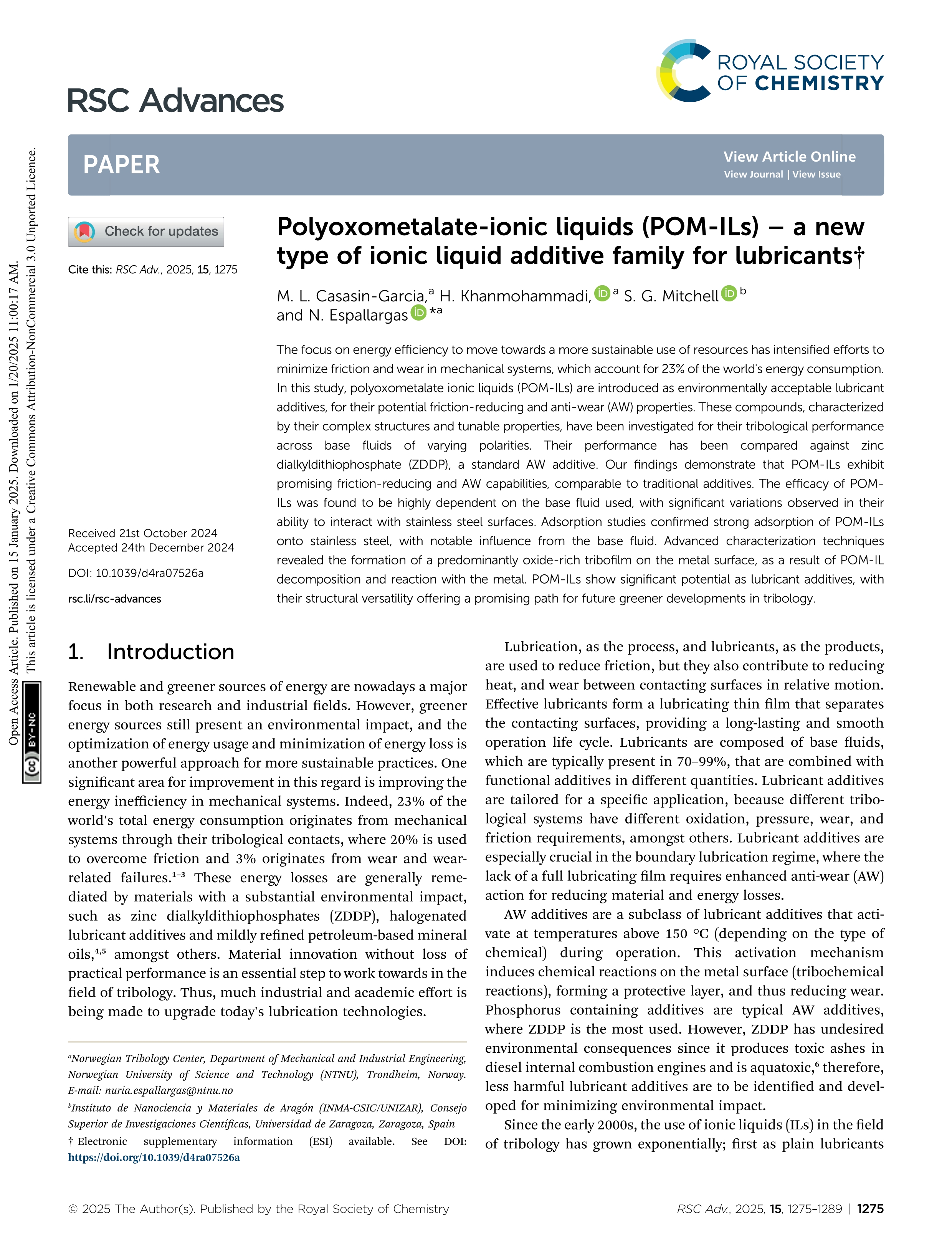 Polyoxometalate-ionic liquids (POM-ILs) – a new type of ionic liquid additive family for lubricants