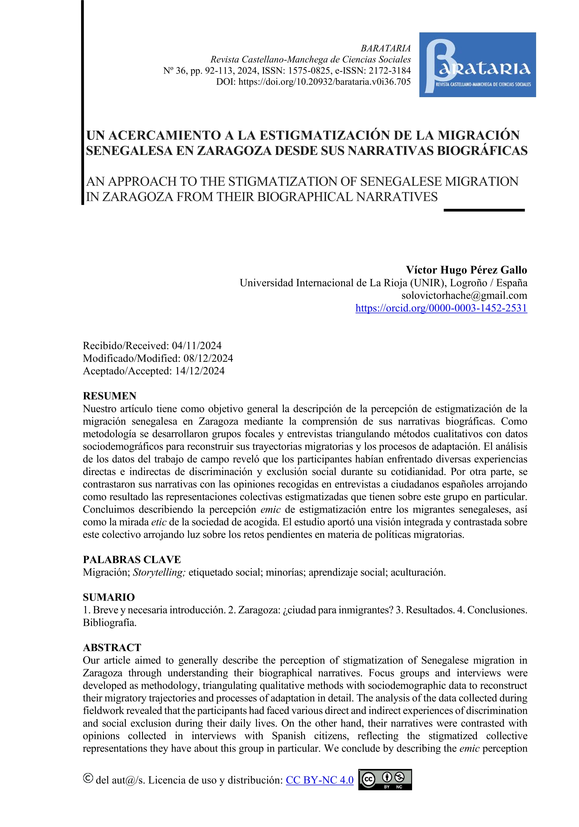 Un acercamiento a la estigmatización de la migración senegalesa en Zaragoza desde sus narrativas biográficas
