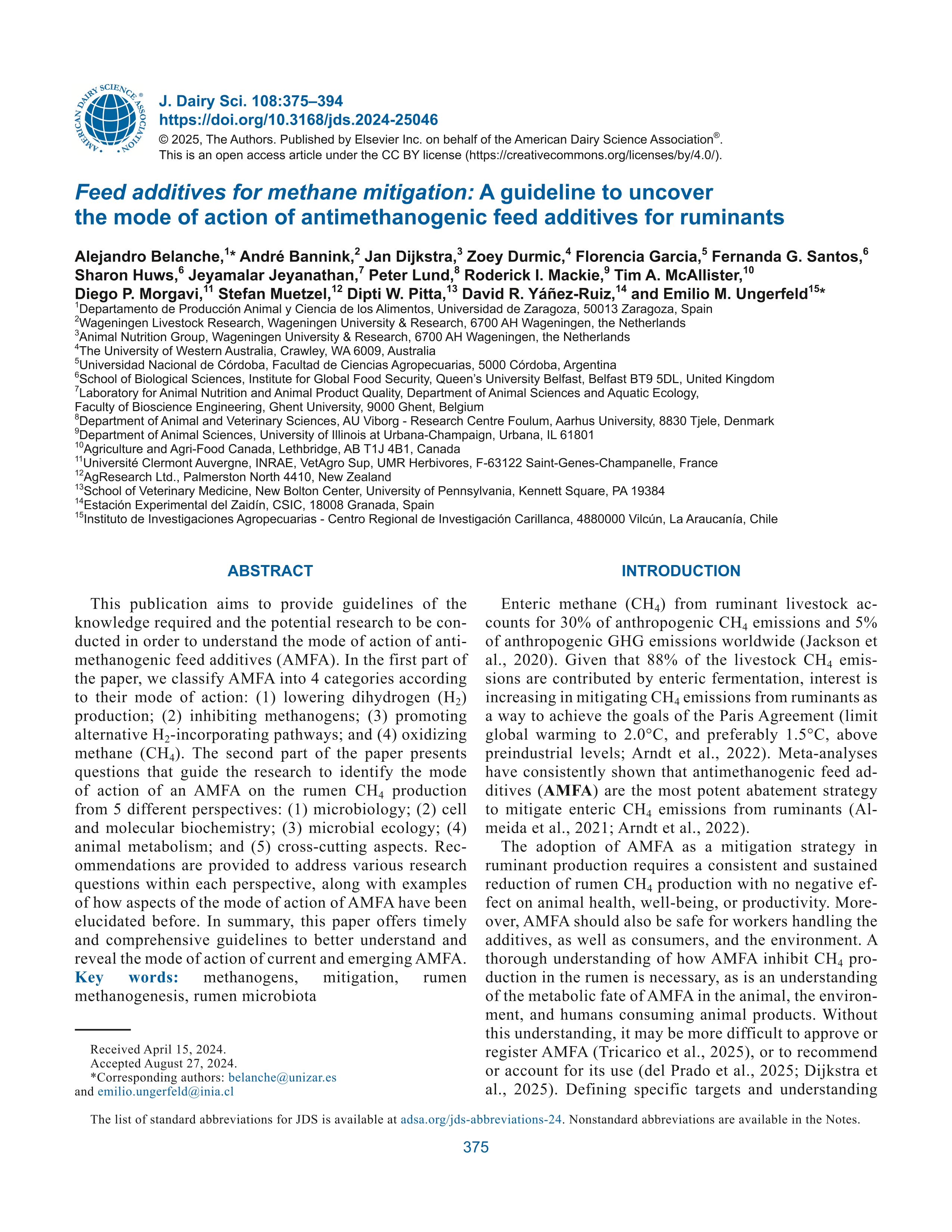 Feed additives for methane mitigation: A guideline to uncover the mode of action of antimethanogenic feed additives for ruminants