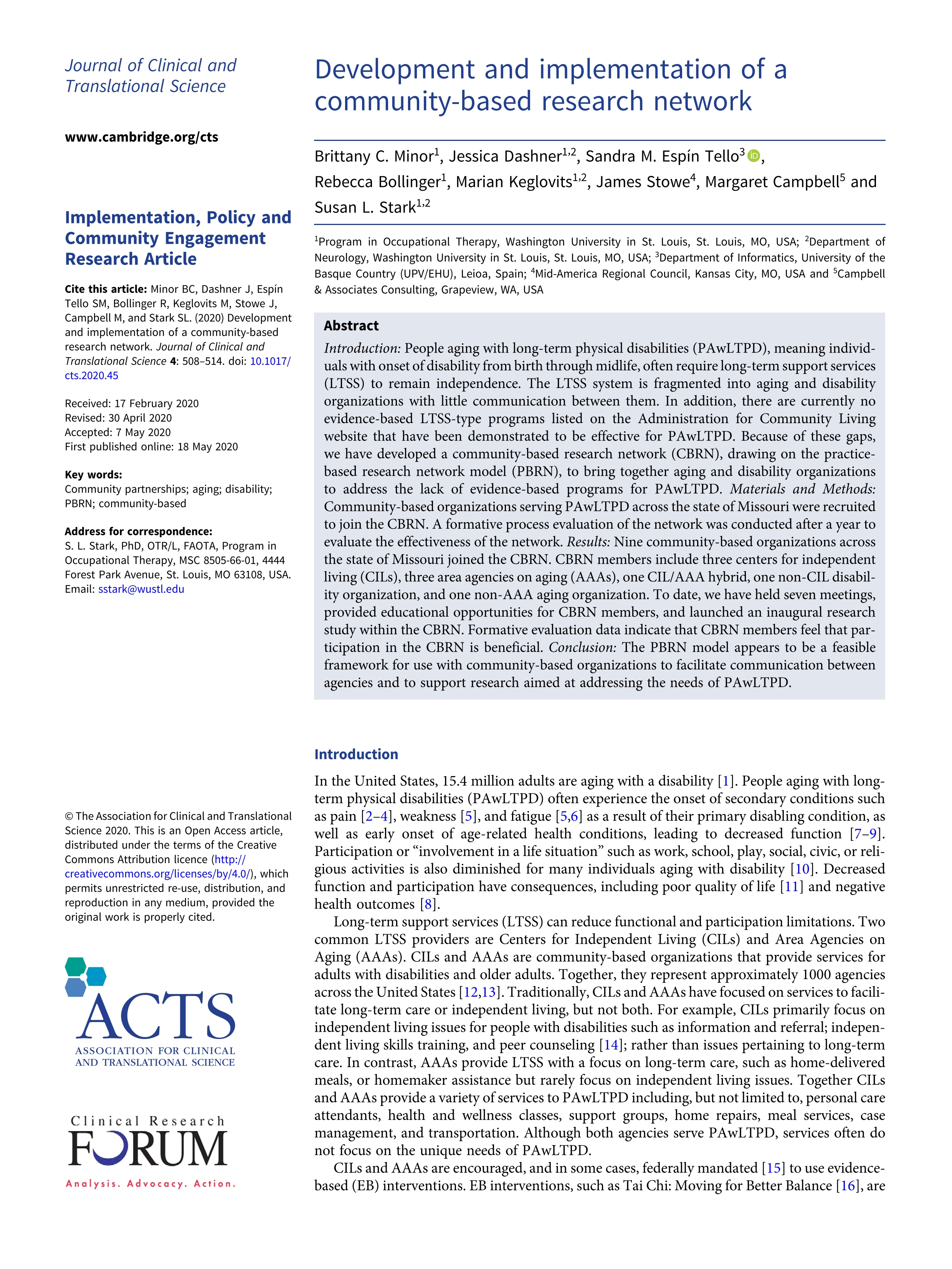 Development and implementation of a community-based research network