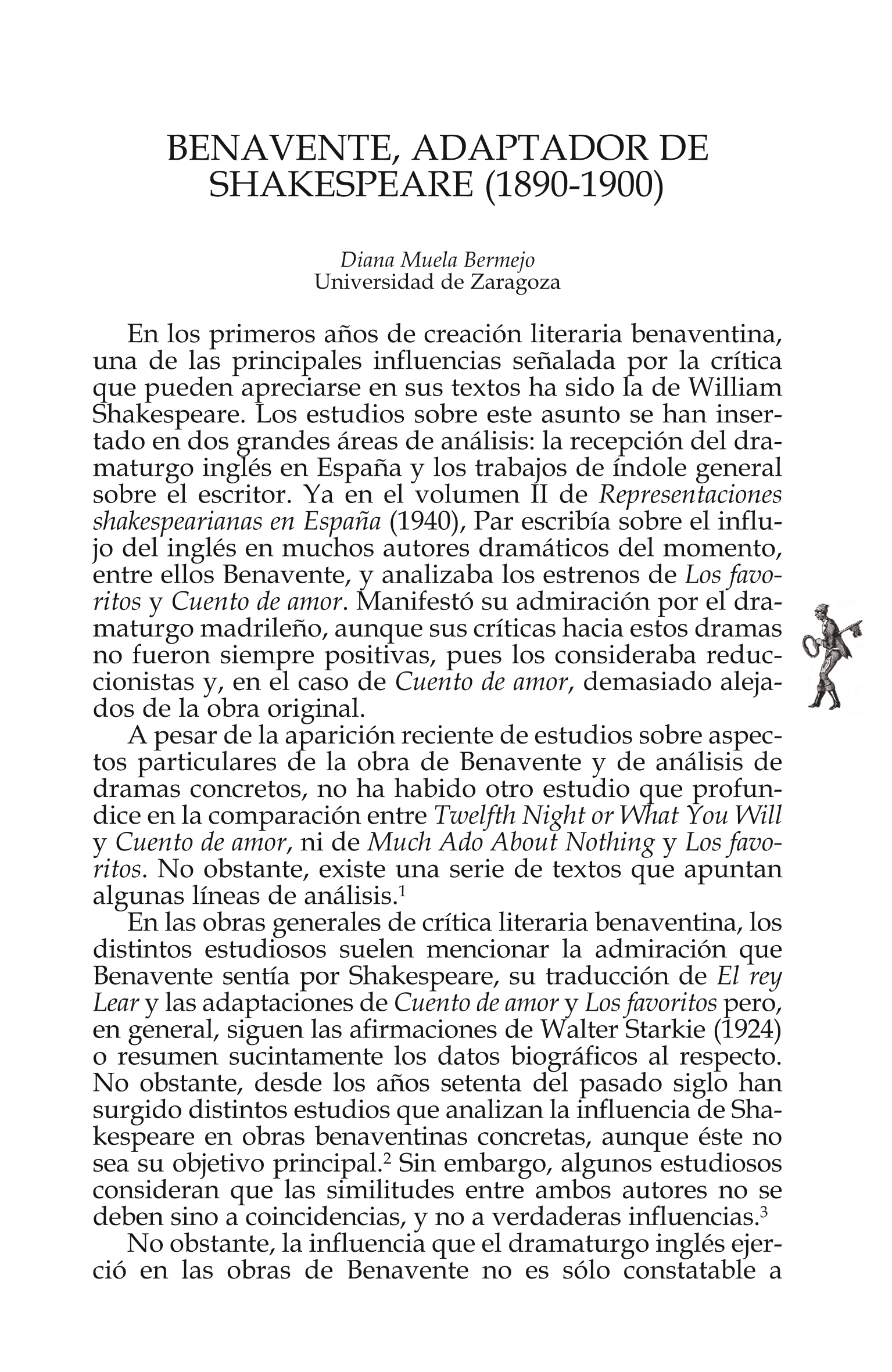 Benavente, adaptador de Shakespeare (1890-1900)