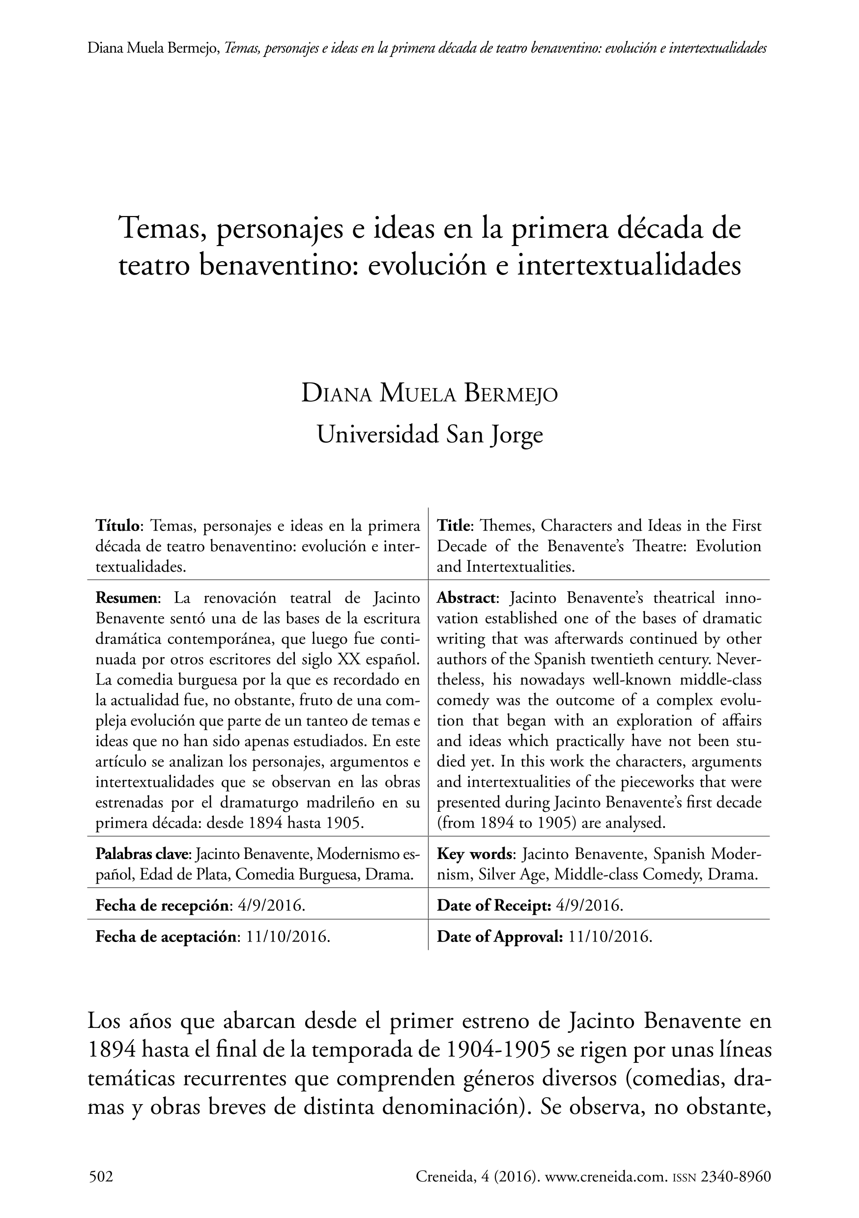 Temas, personajes e ideas en la primera década de teatro benaventino: evolución e intertextualidades