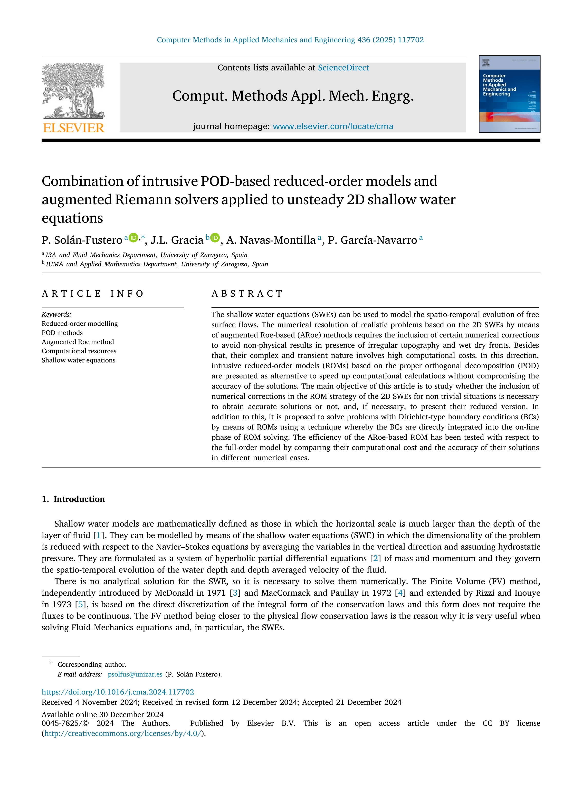 Combination of intrusive POD-based reduced-order models and augmented Riemann solvers applied to unsteady 2D shallow water equations