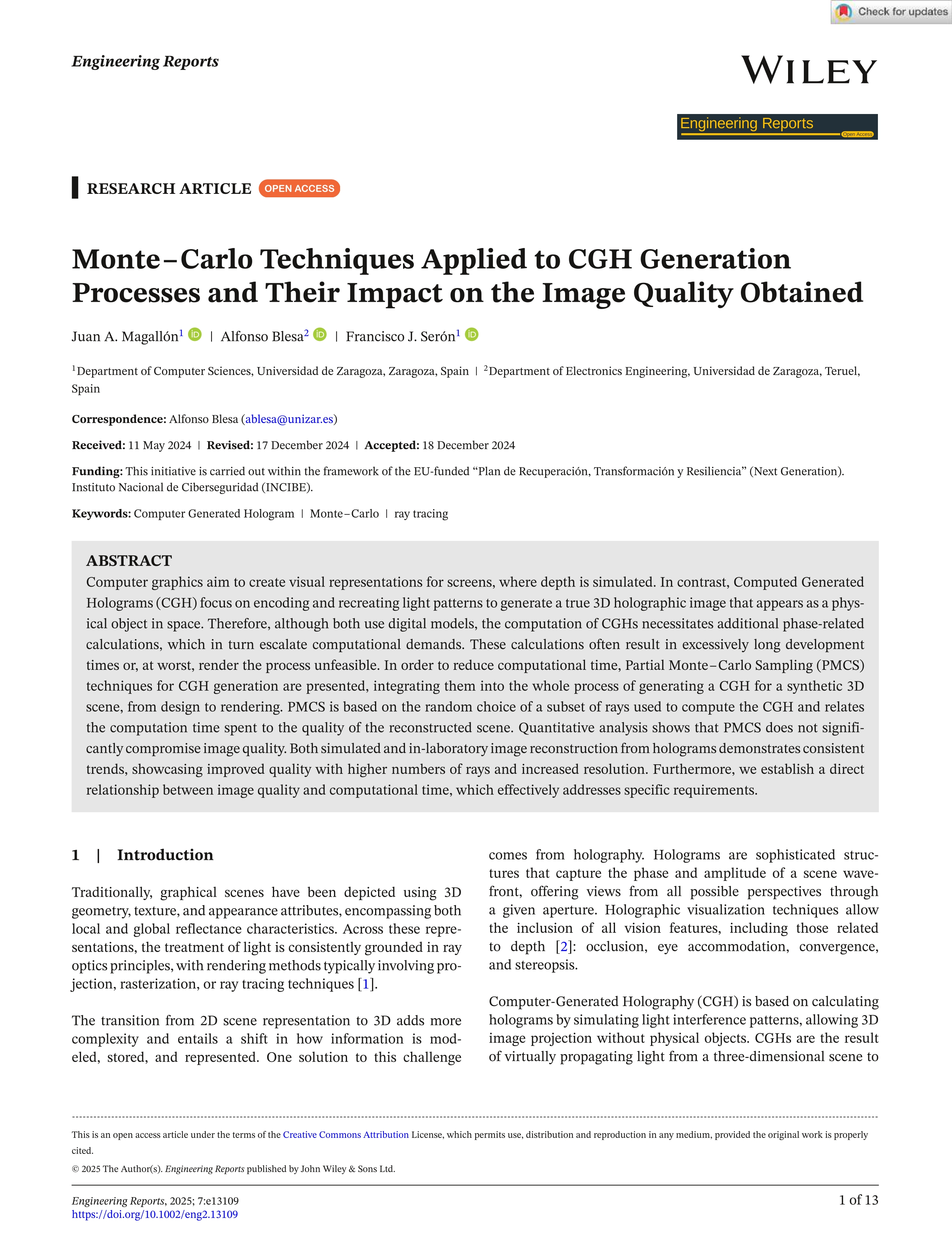 Monte–Carlo Techniques Applied to CGH Generation Processes and Their Impact on the Image Quality Obtained