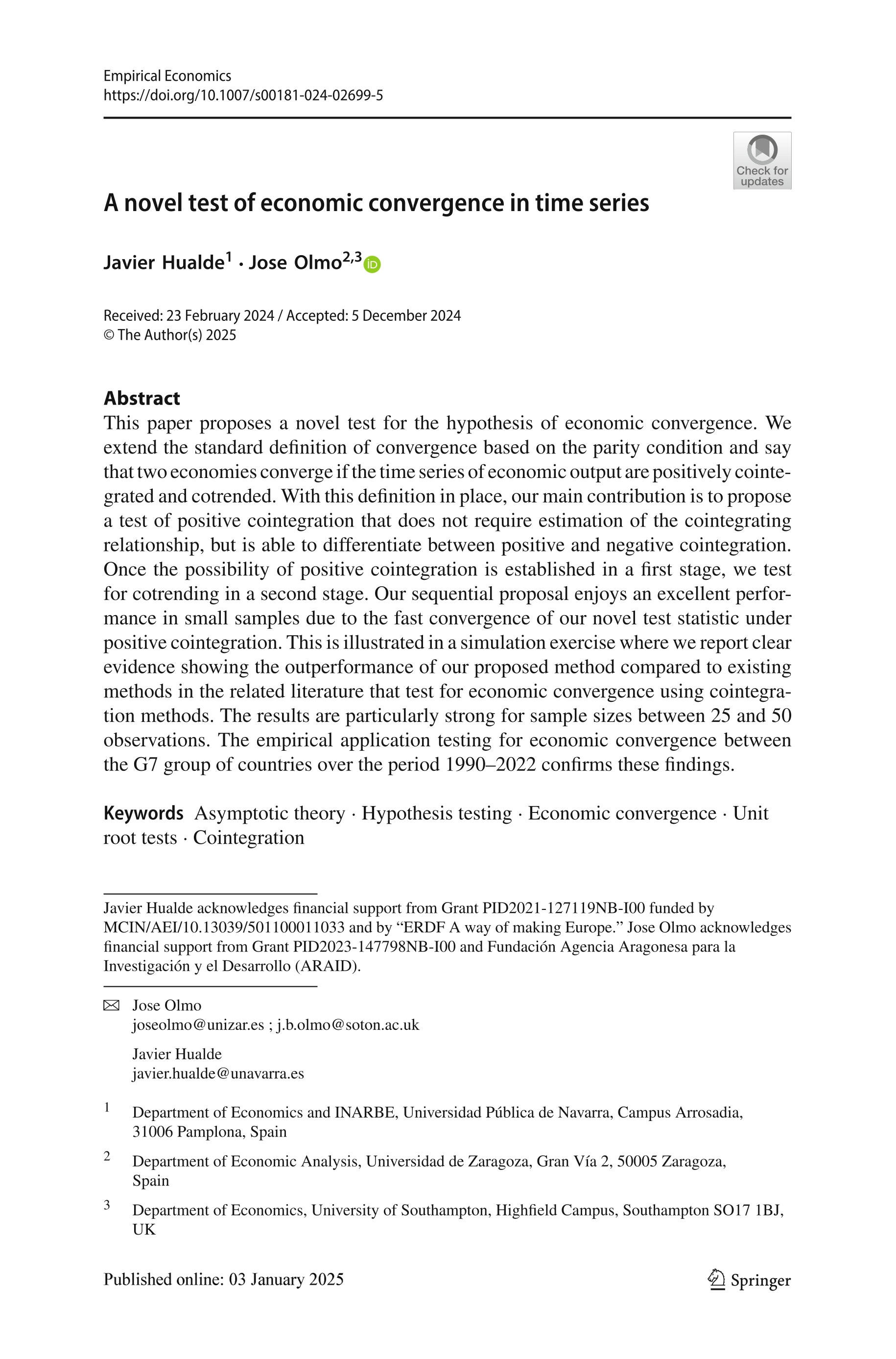 A novel test of economic convergence in time series