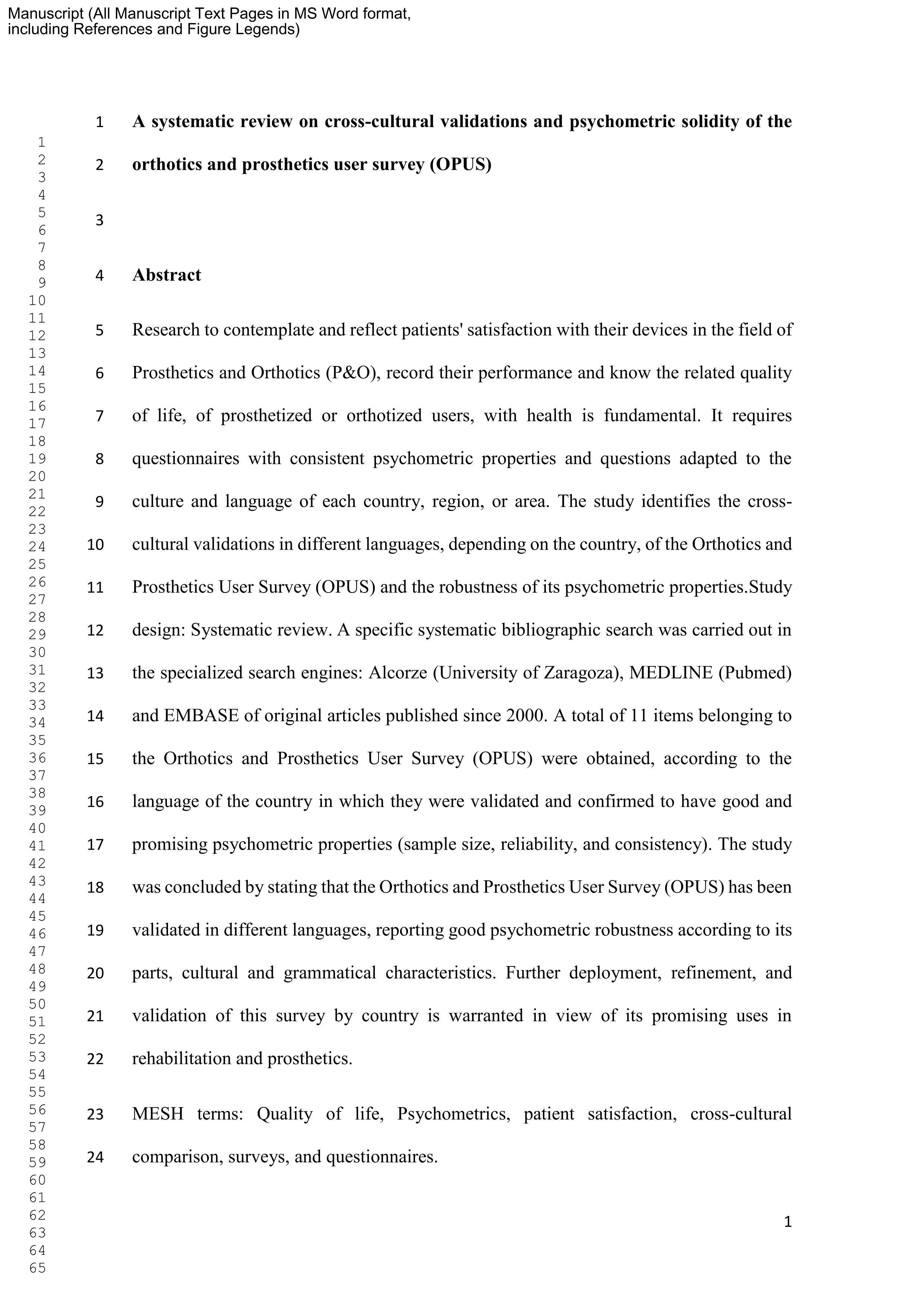 A systematic review on cross-cultural validations and psychometric solidity of the orthotics and prosthetics user survey