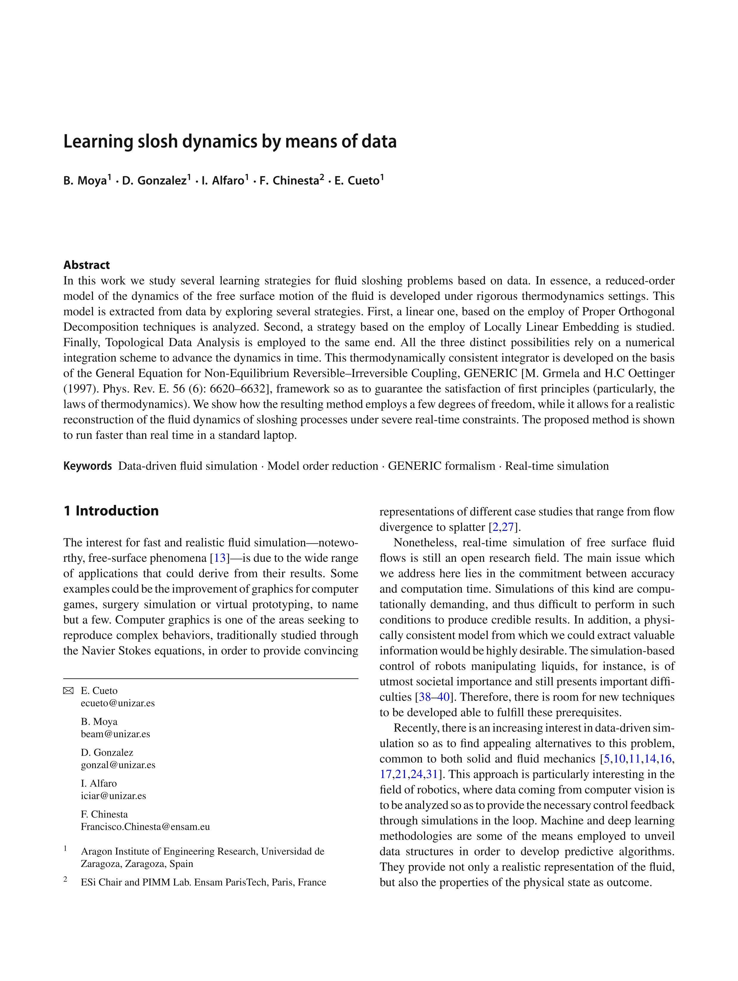 Learning slosh dynamics by means of data